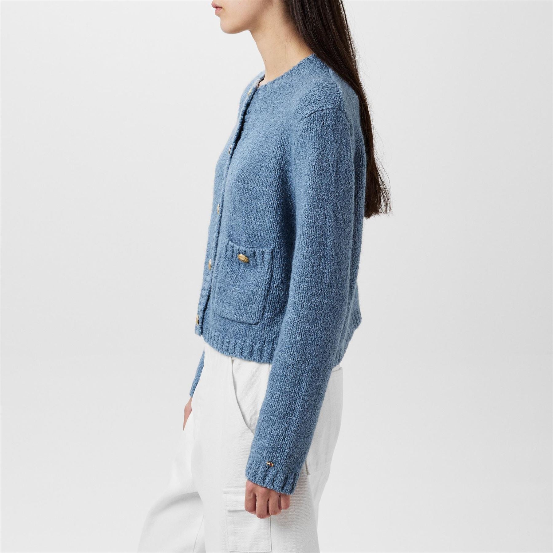 Tommy Hilfiger Textured Gold Button Cardigan