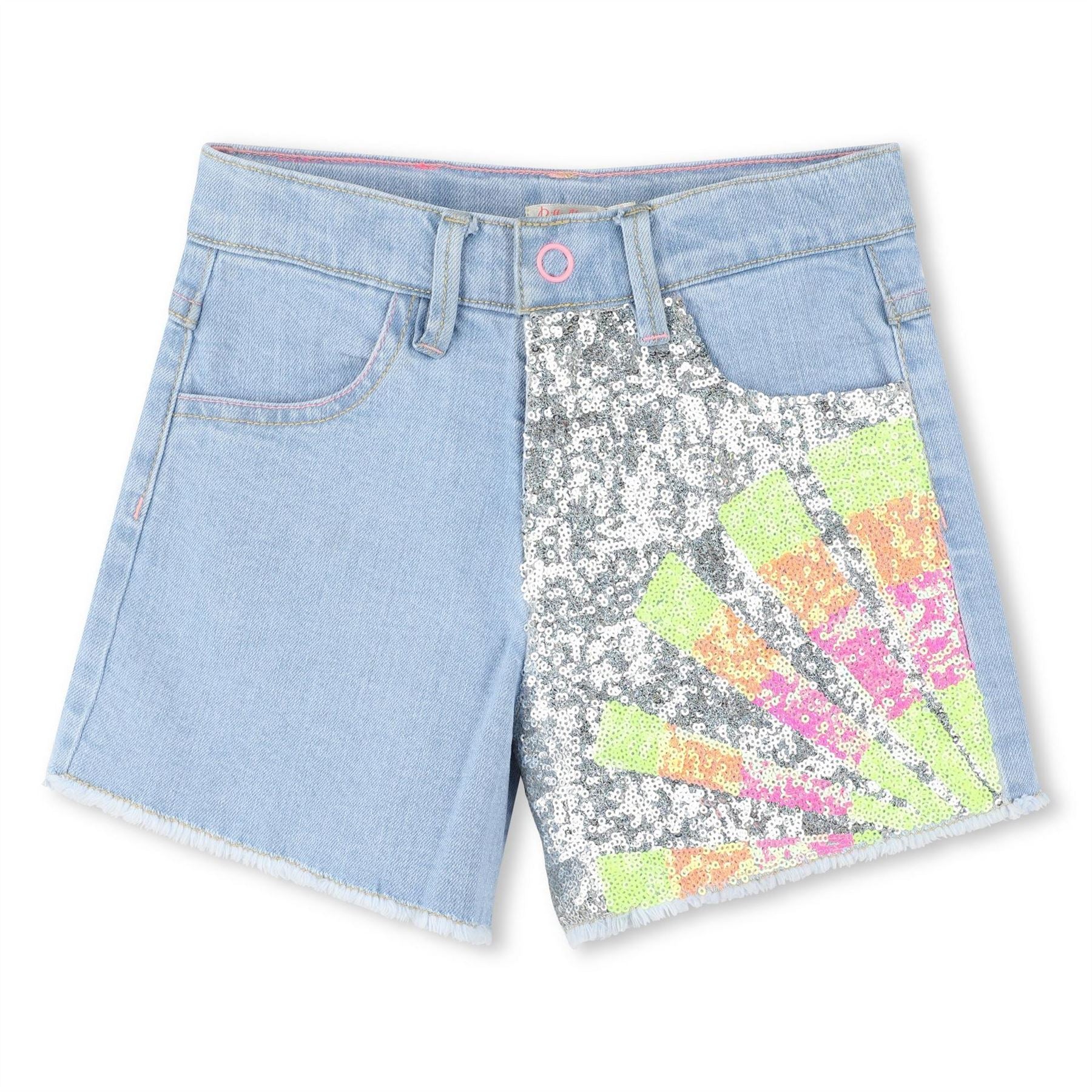 Billieblush Junior Denim Bermuda Shorts with Frayed Hem