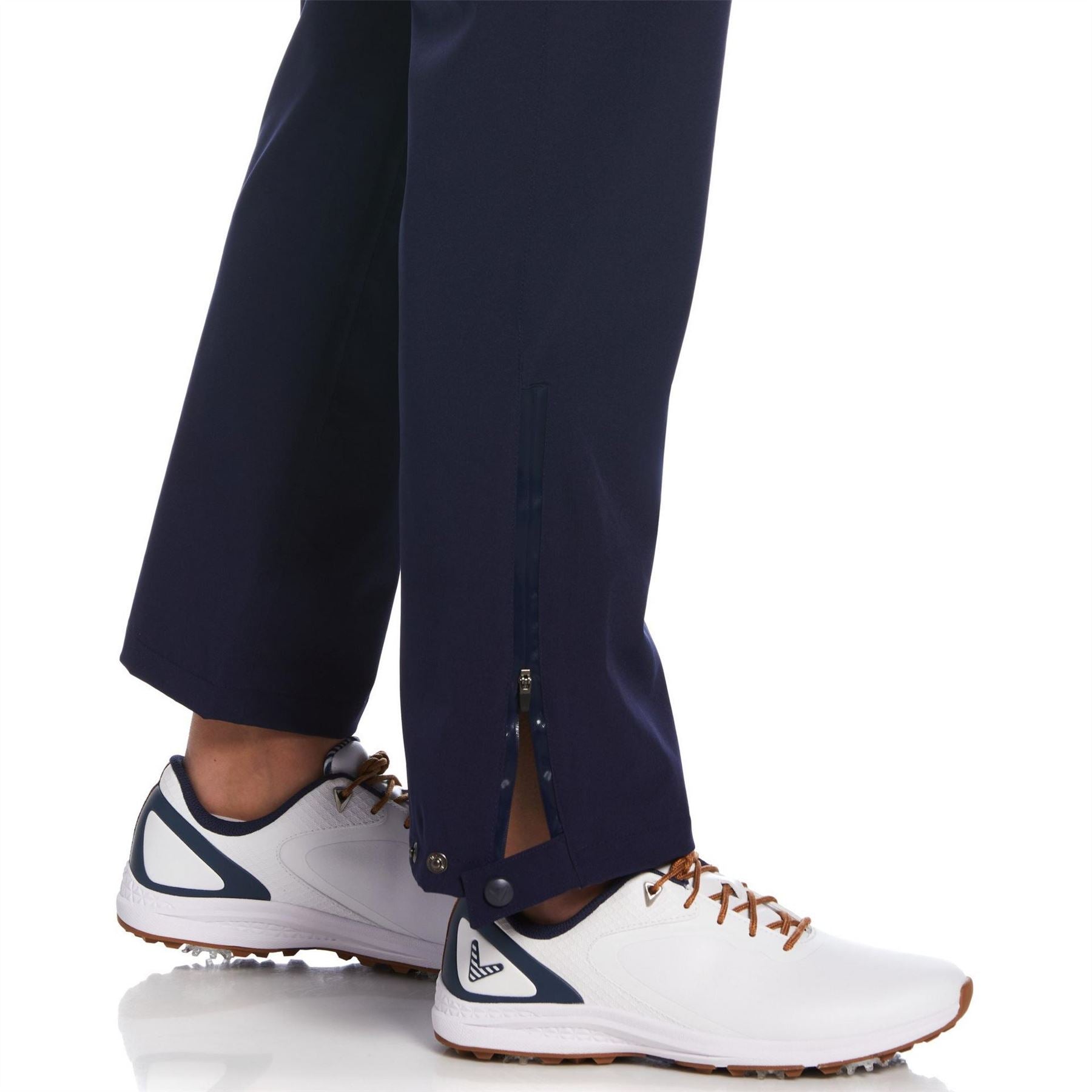 Callaway Solid Patterned Zipped Pocket Straight Pants