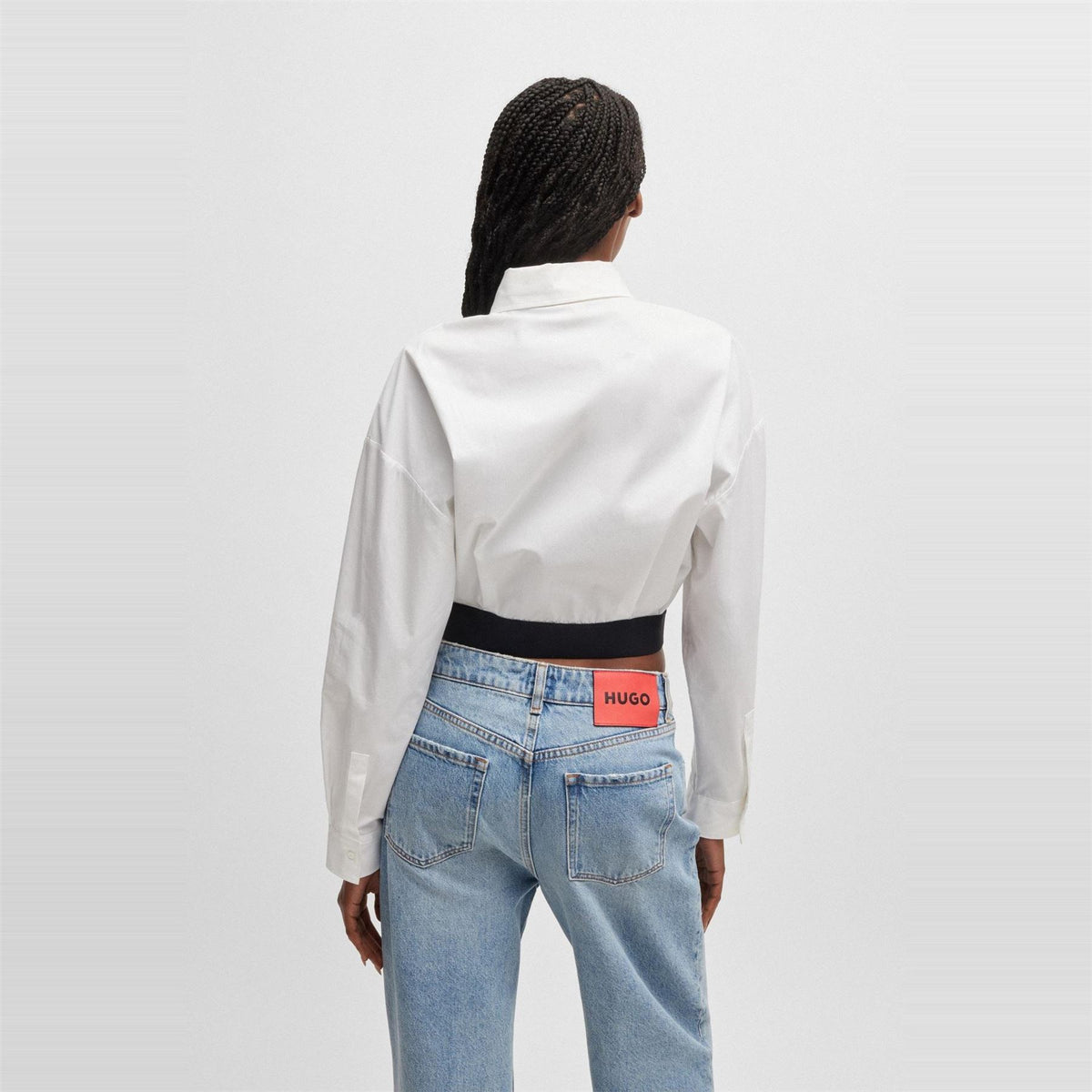 Hugo Collared Neck Drop Shoulder Long Sleeve Shirt