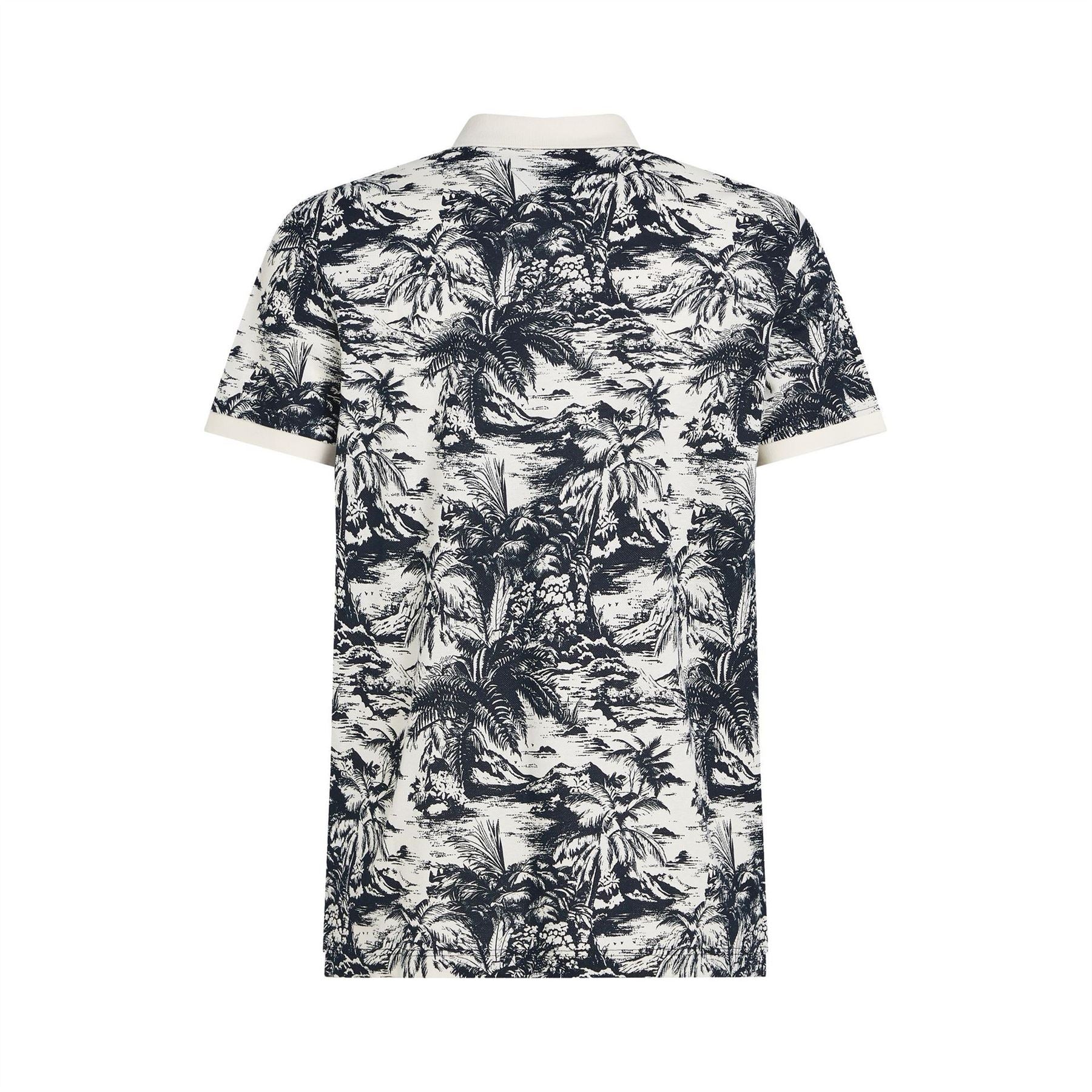 Tommy Hilfiger All Over Print Linen Short Sleeve Polo Shirt