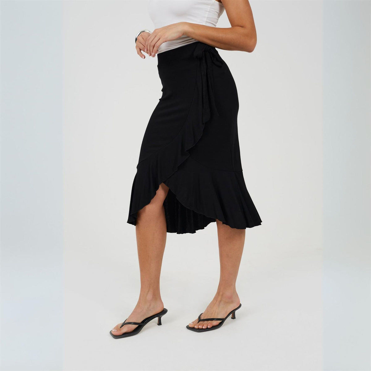 Brave Soul Womens Jersey Midi Wrap Skirt