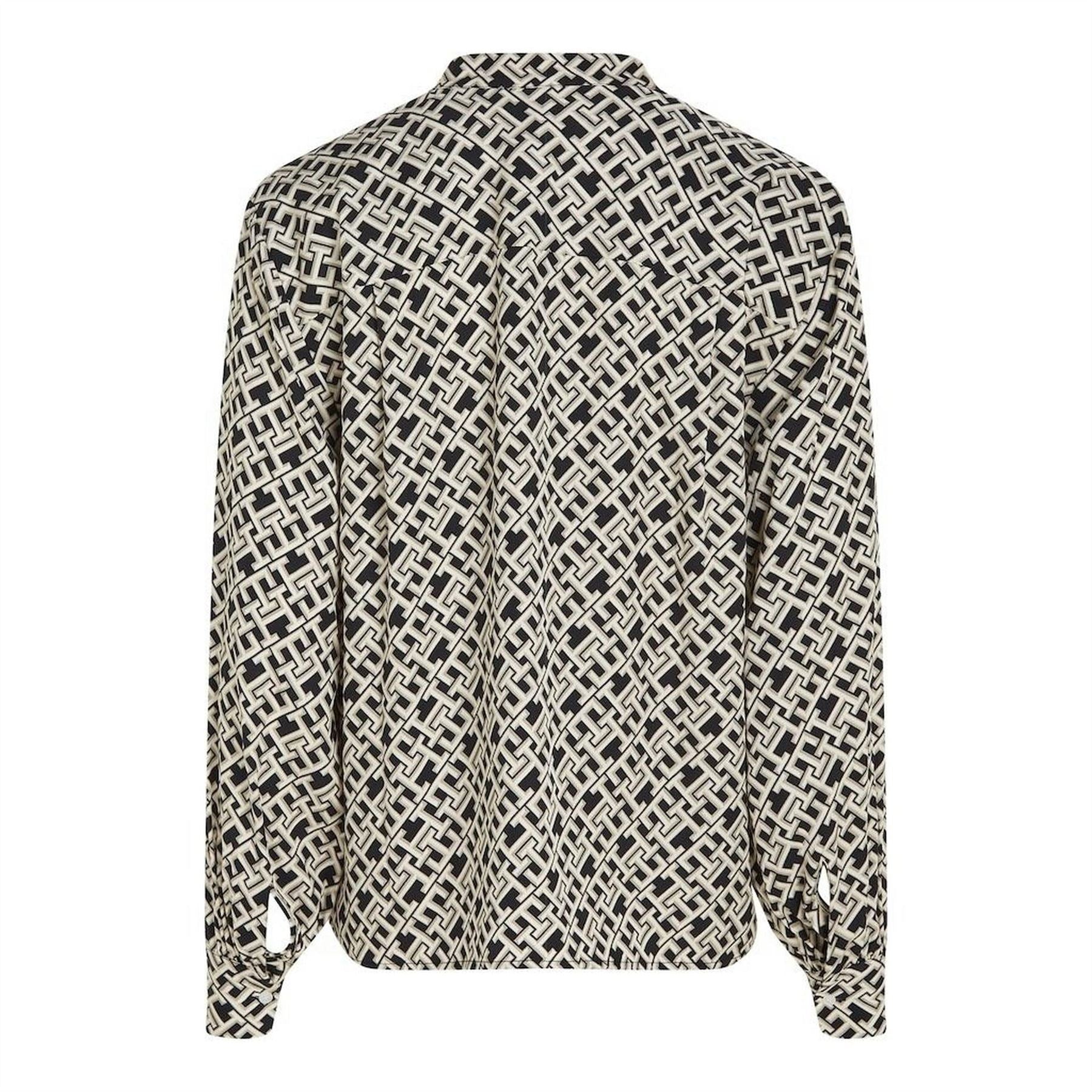 Tommy Hilfiger High Neck Relaxed Fit Long Sleeve Blouse