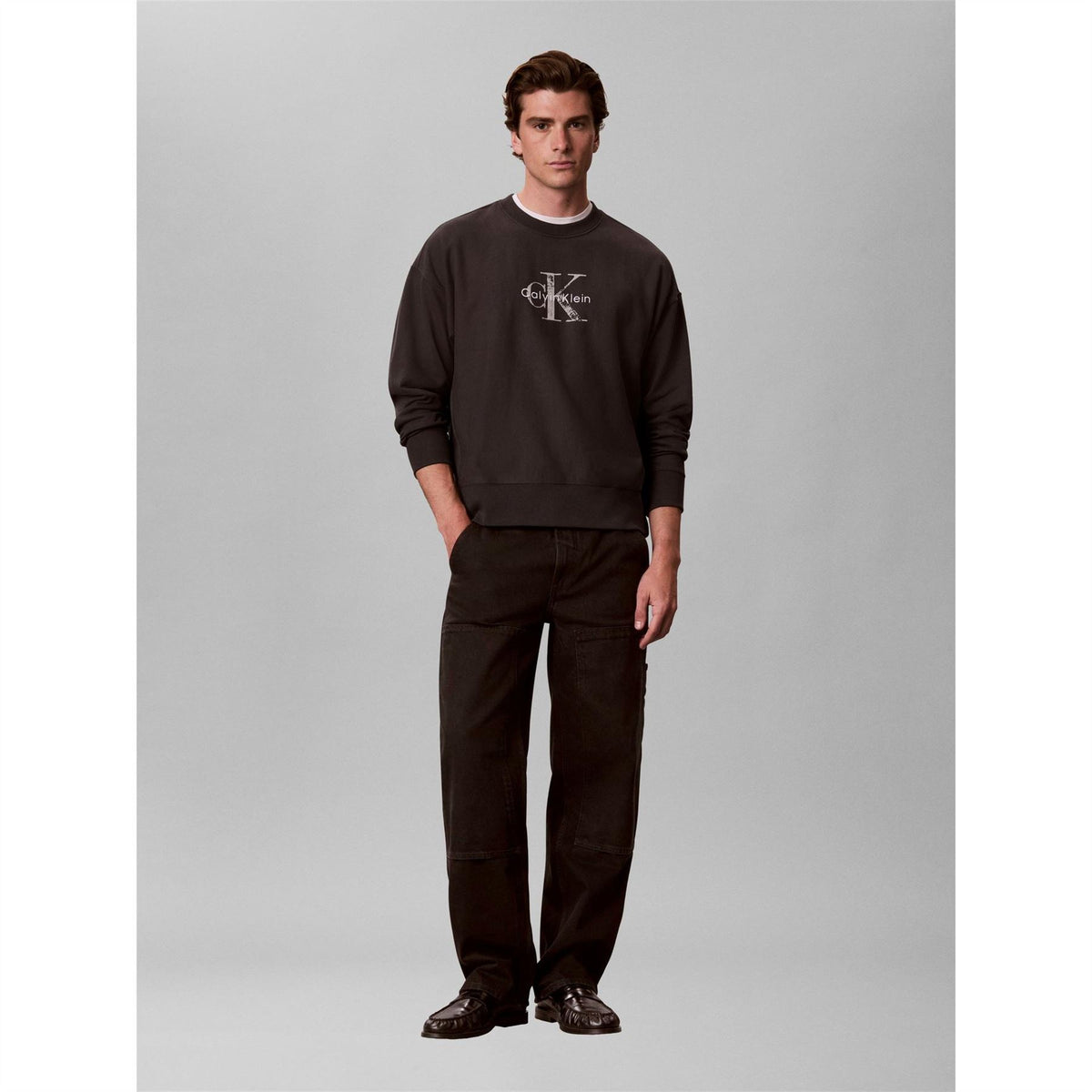 Calvin Klein Jeans Terry Painted Crew Cotton Relaxed Fit Sweatshirt