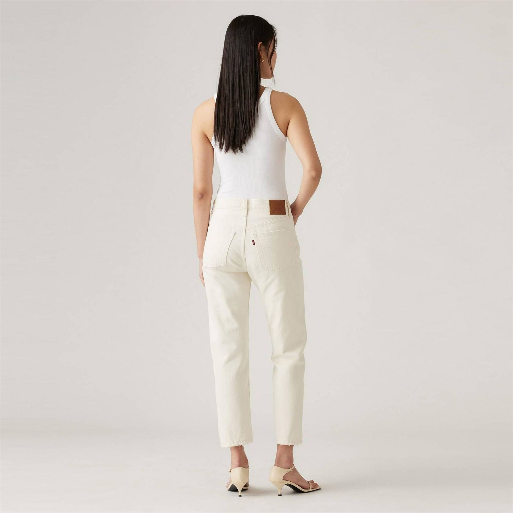 Levis 501 Cropped Mid Rise Cotton Straight Leg Jeans