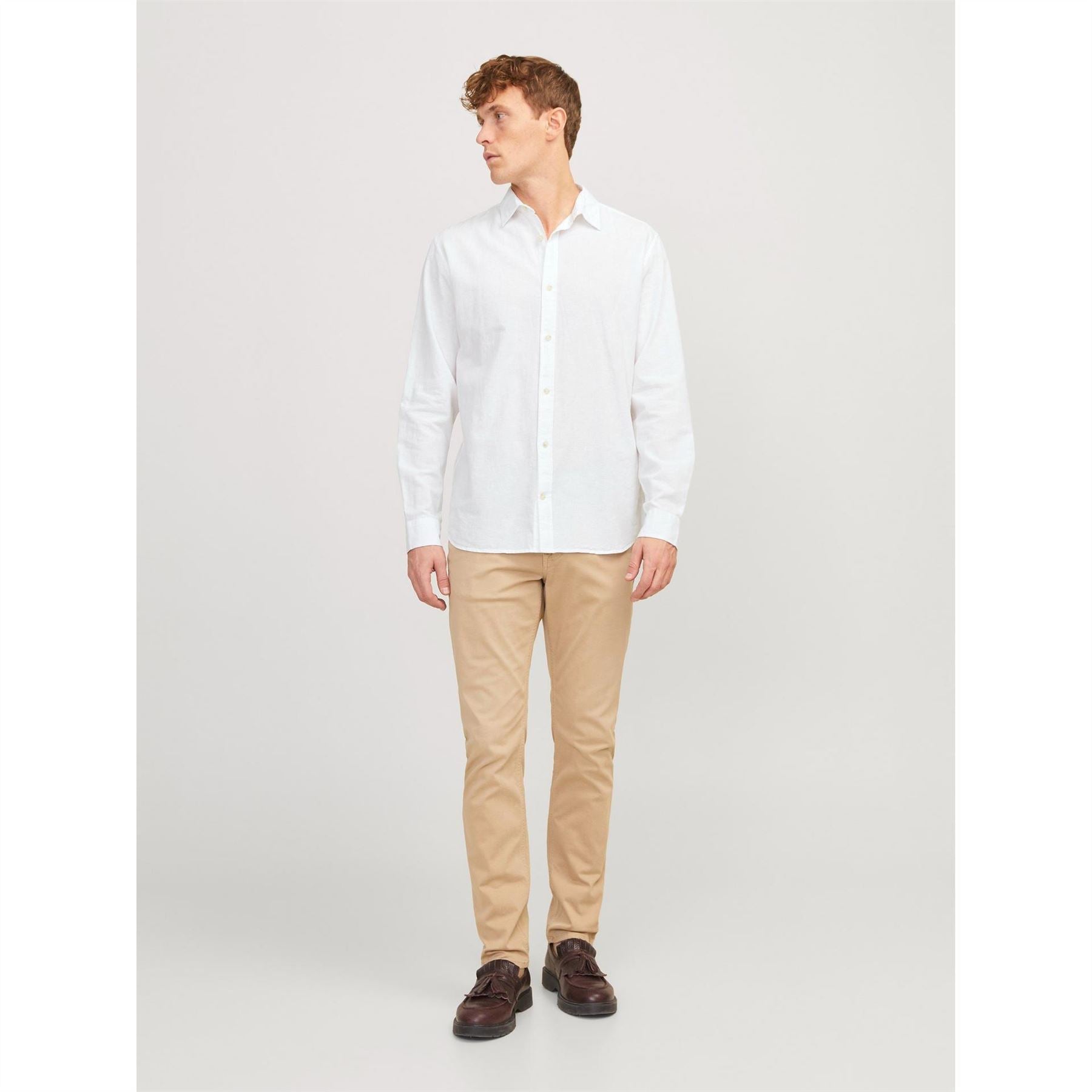 Jack and Jones Regular Fit Linen Long Sleeve Shirt