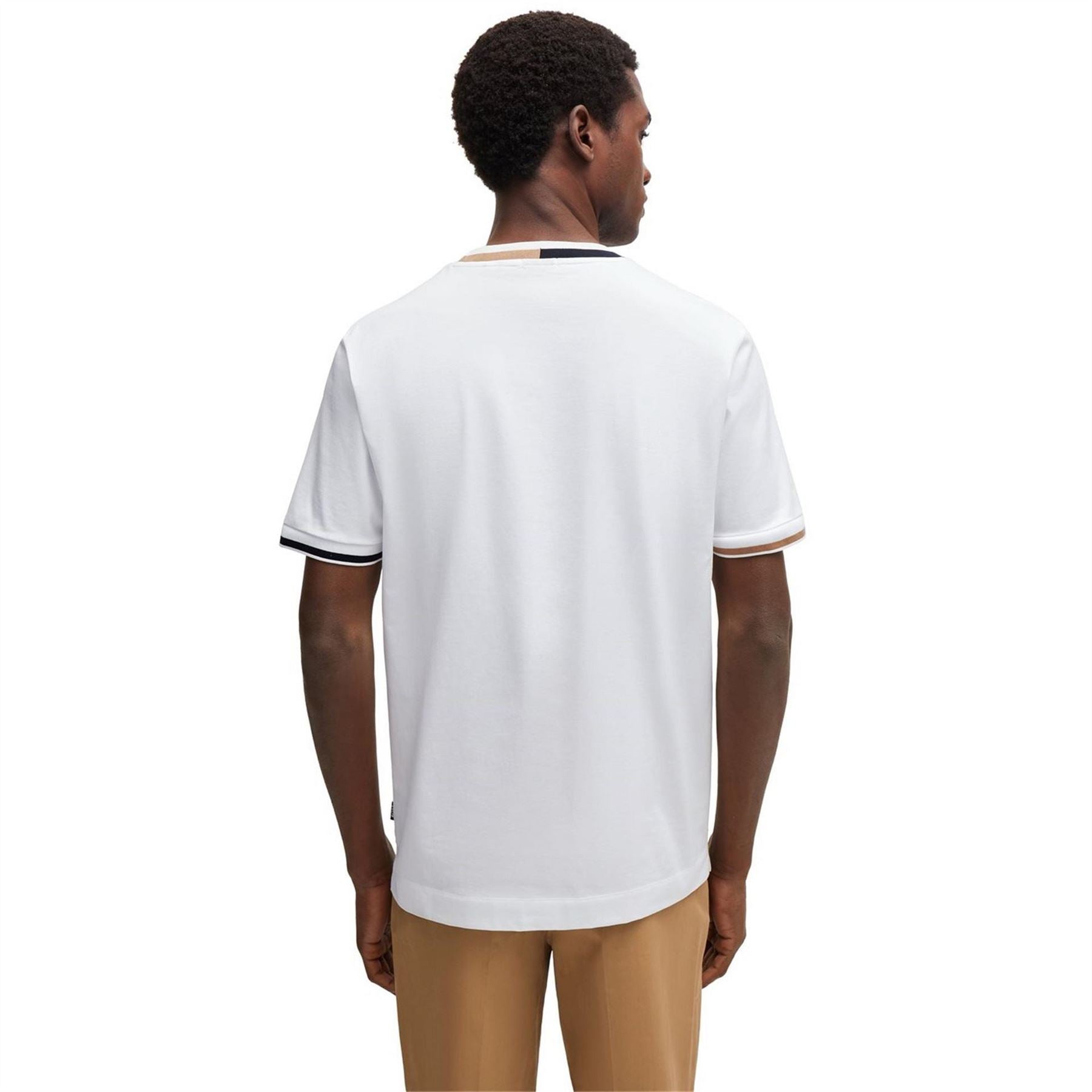 Boss Crew Neck Ribbed Collar Short Sleeve T-Shirt