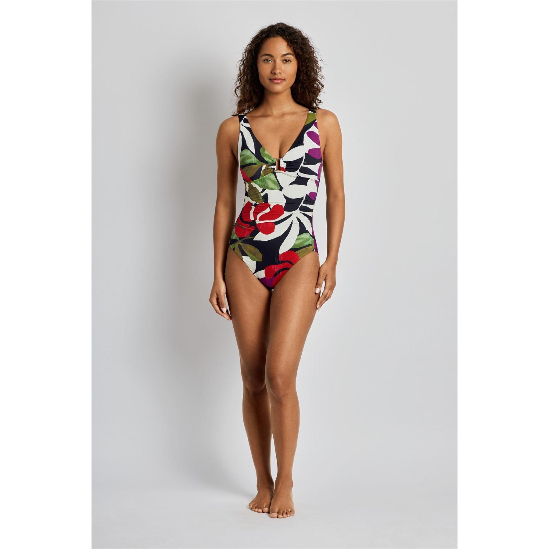 Lauren by Ralph Lauren Ring Detail Plunge Swimsuit