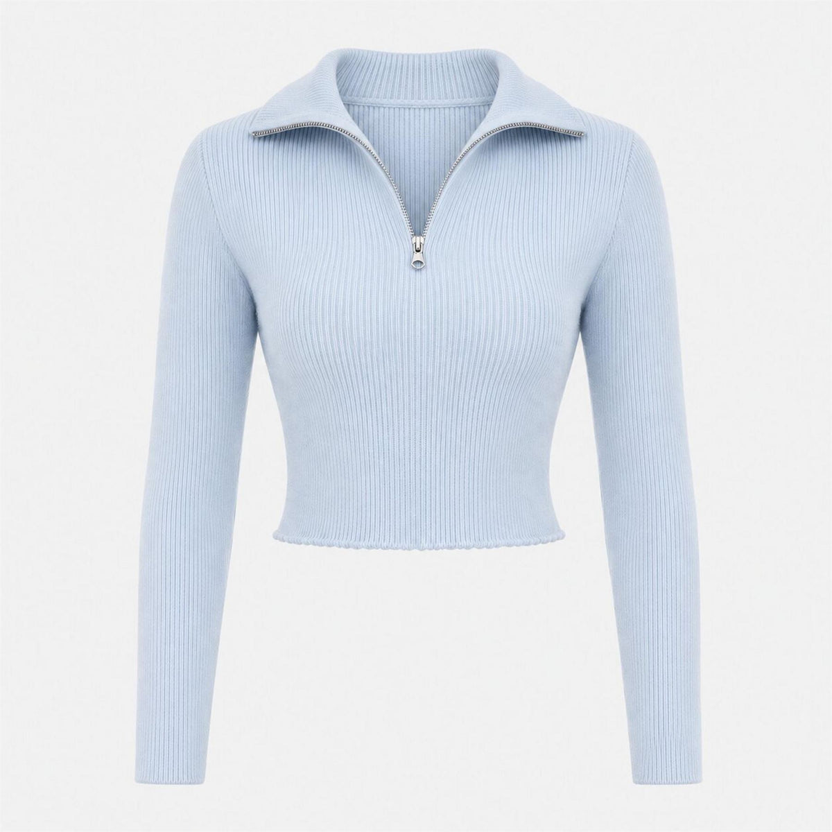 I Saw It First 1 4 Zip Long Sleeve Funnel Neck Knitted Top