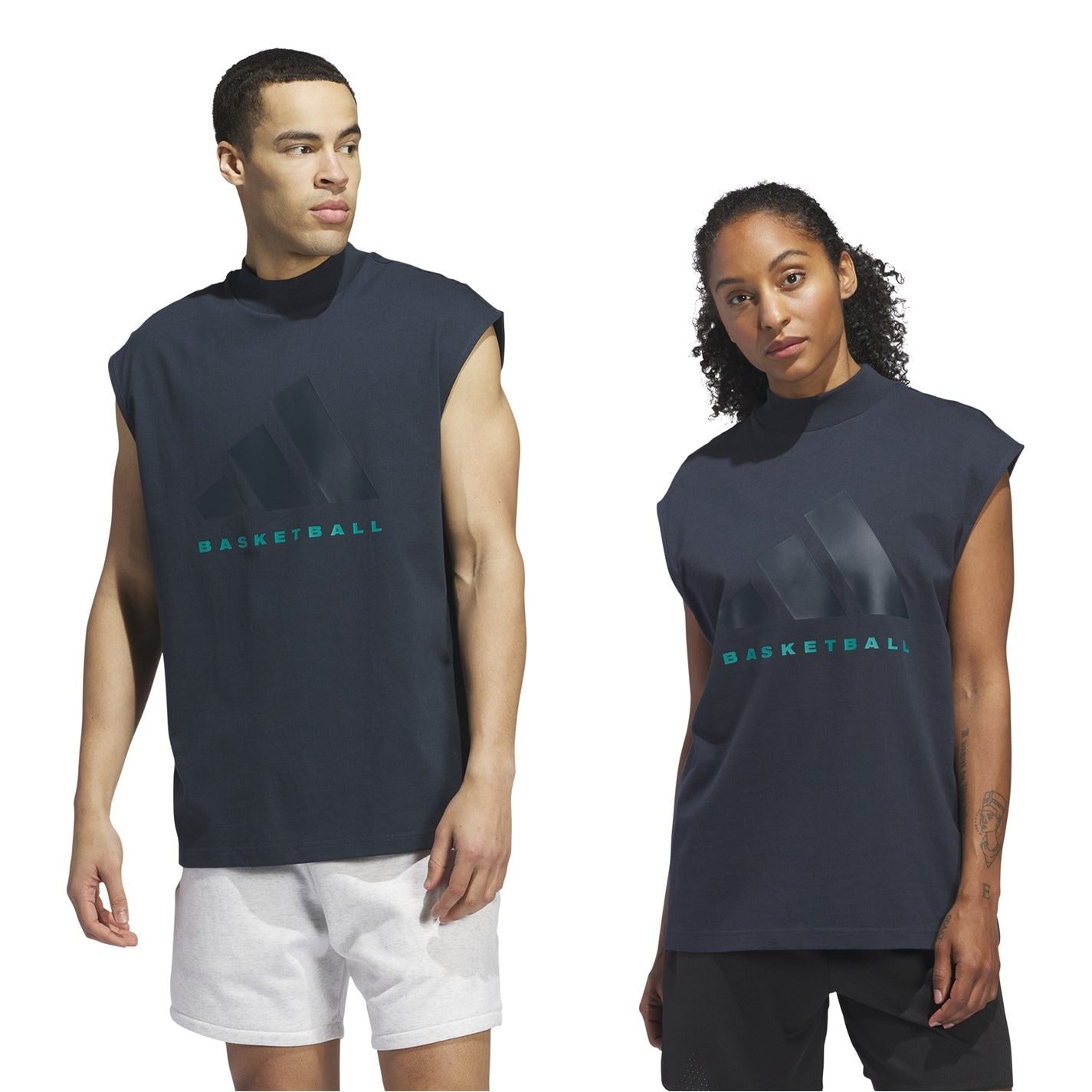 adidas Adi Printed Logo Mock Neck Sleeveless Box Tank