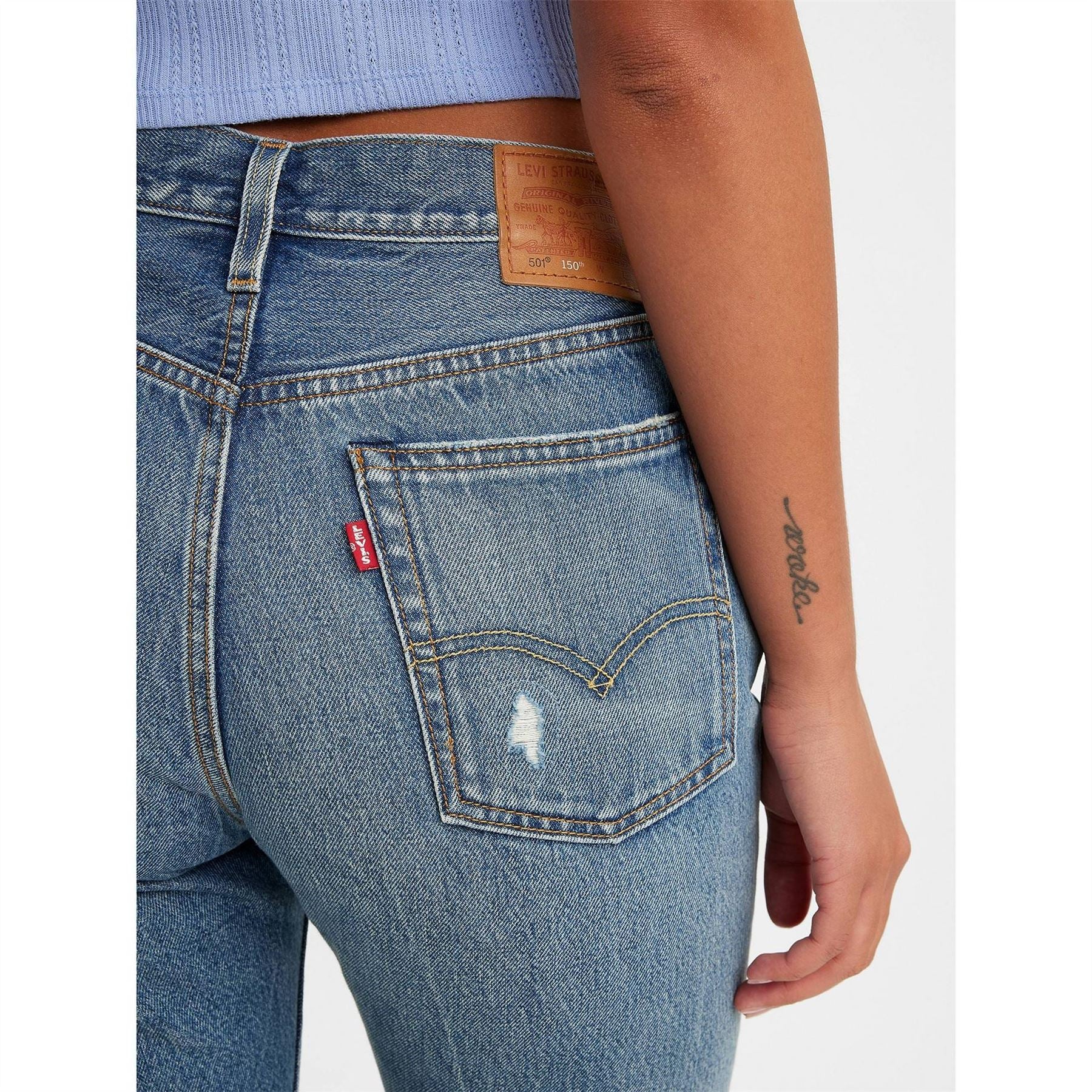 Levis 501 Distressed Regular Fit Jeans