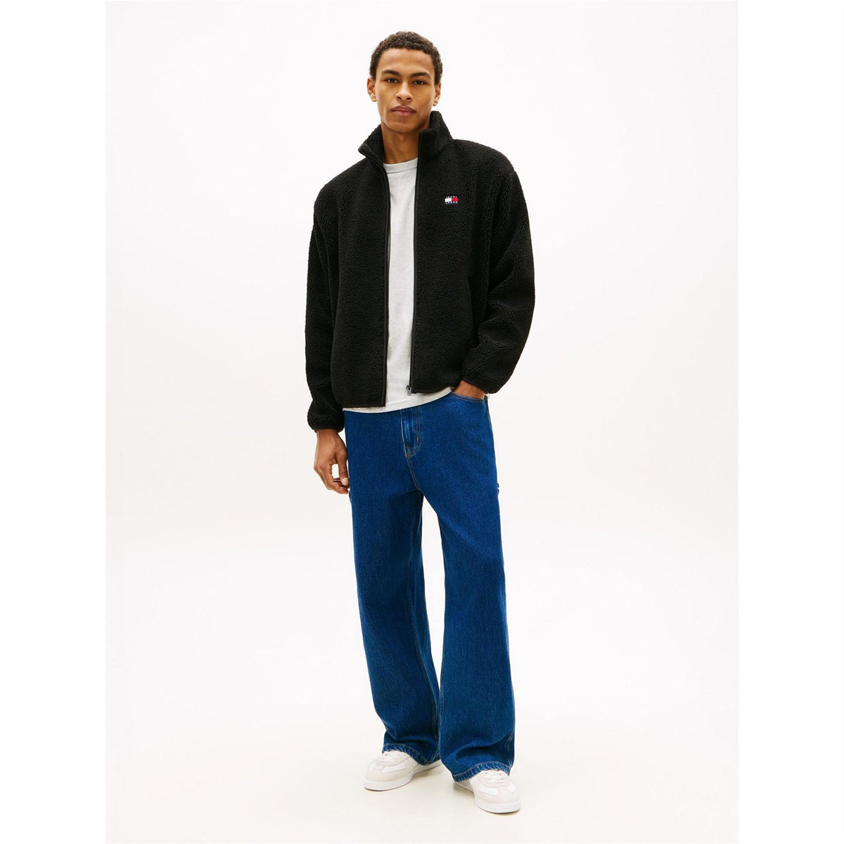 Tommy Jeans Badge Teddy Fleece Relaxed Fit Zip Hoodie