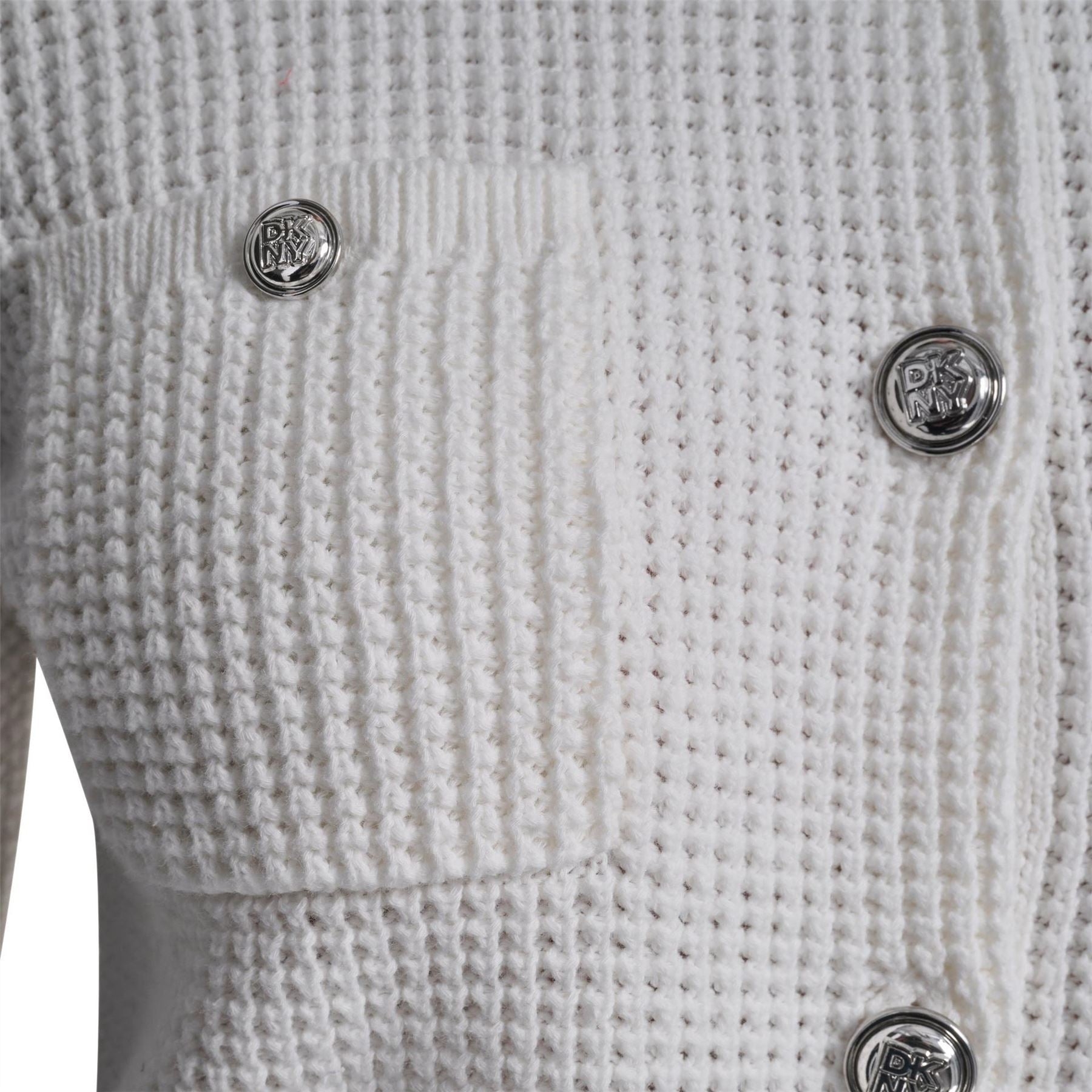 DKNY Jeans Tuck Stitch Crew Neck Cardigan W  Regal Buttons
