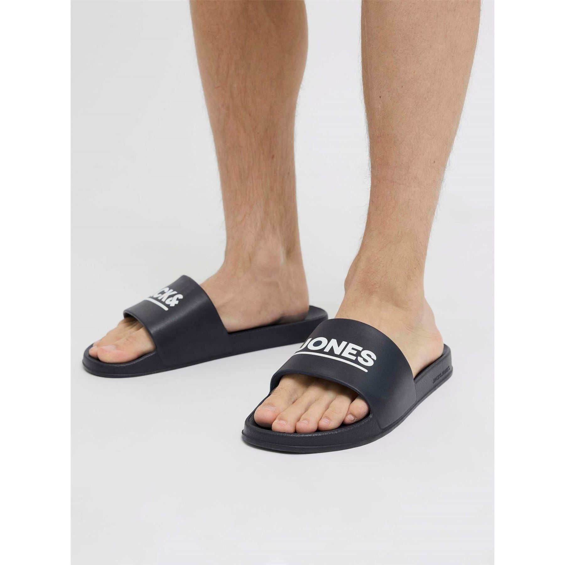 Jack and Jones Ollie Slider Open Toe Logo Print Slides