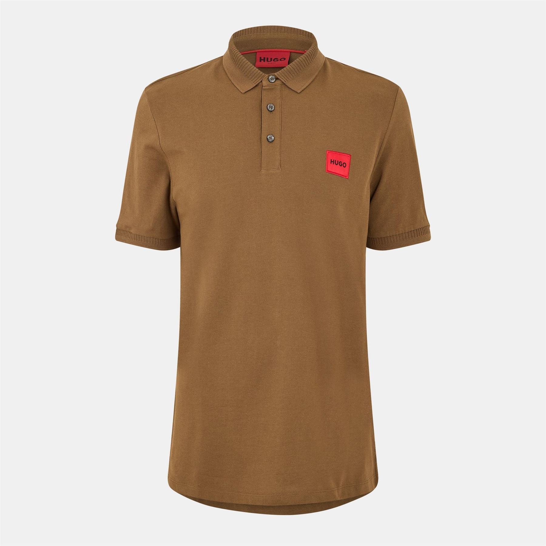 Hugo HUGO Deruso Short Sleeve Polo Shirt with Logo Detail and Ribbed Collar   Premium Cotton