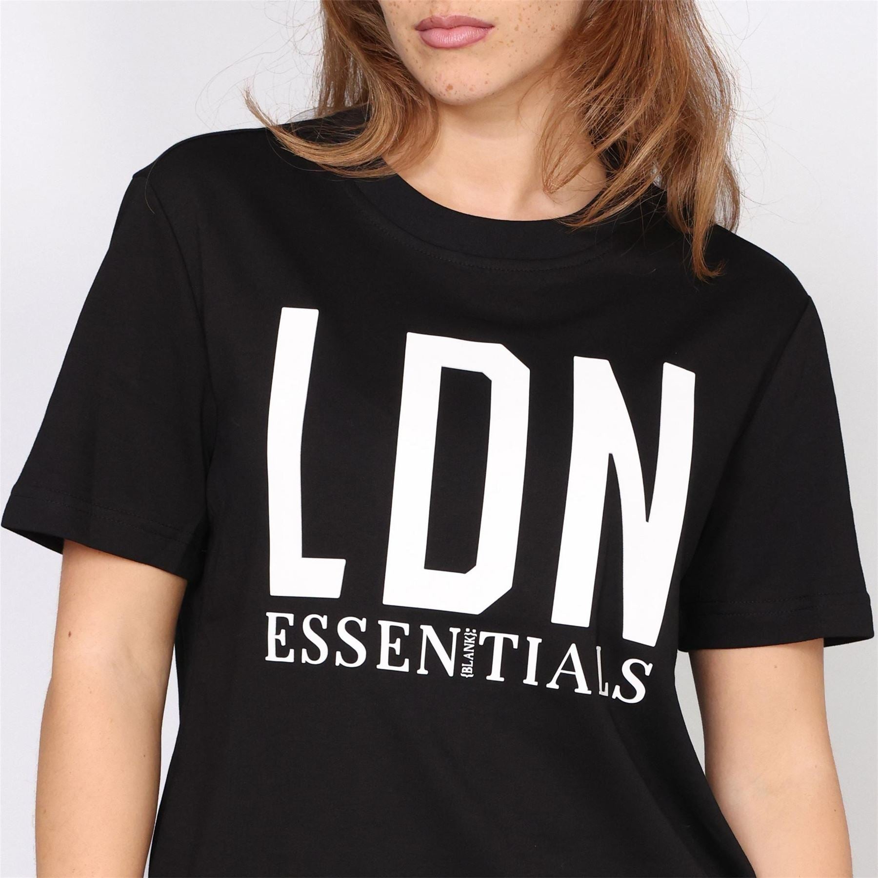 Blank Essentials Lettering Crew Neck Ribbed Collar Short Sleeve Jersey T-Shirt