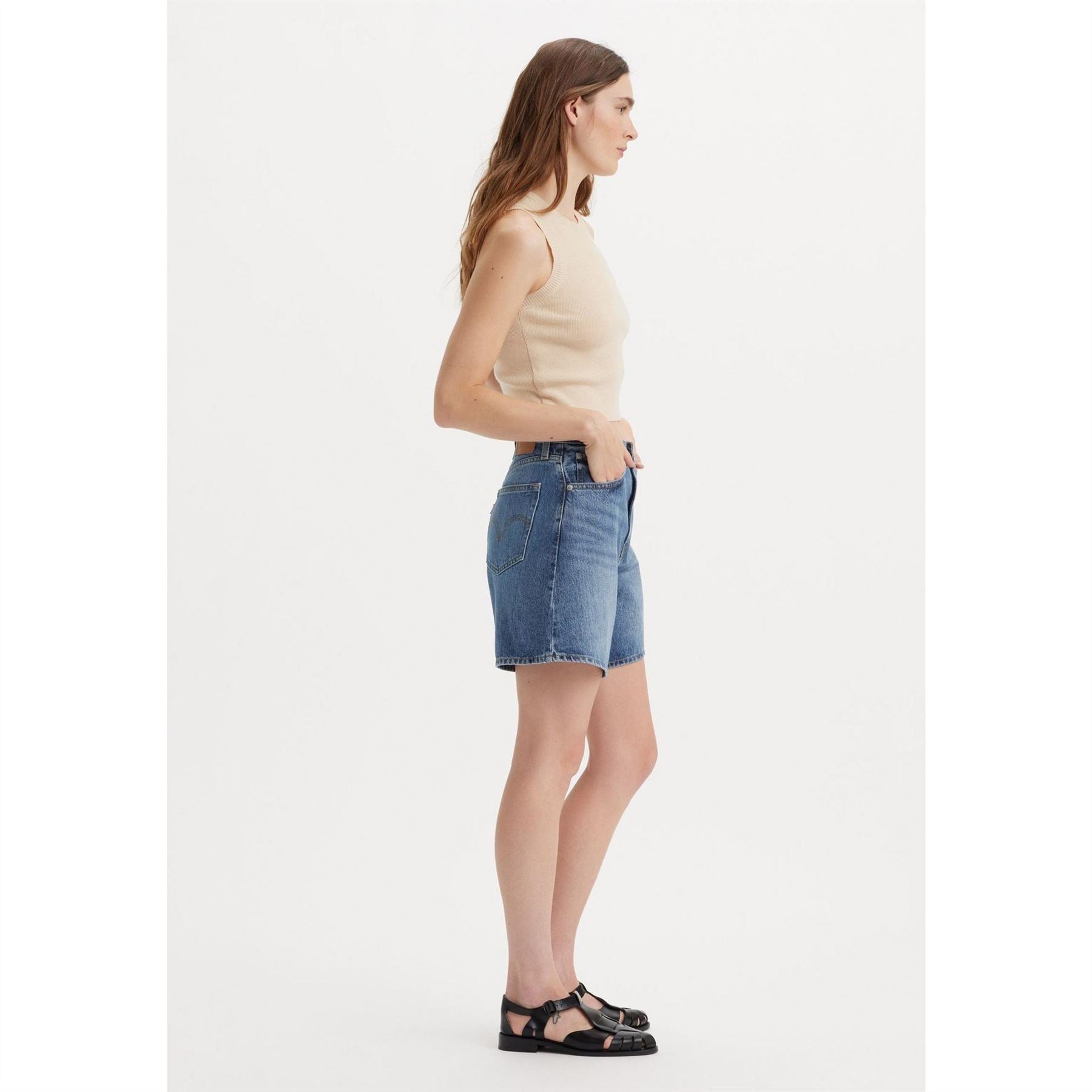 Levis High Baggy Fit Denim Bermuda Shorts