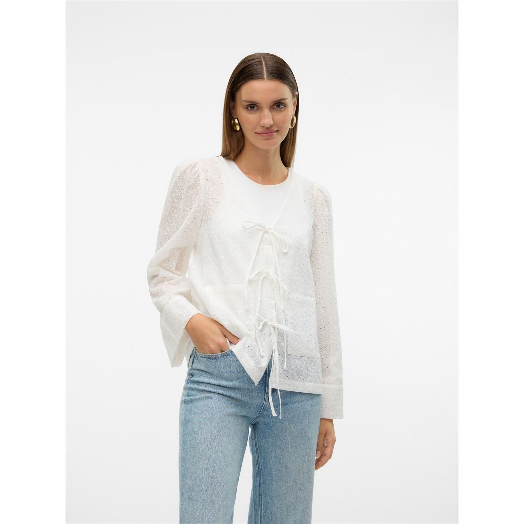 Vero Moda Palma Relaxed Fit Puff Sleeve V-Neck Blouse