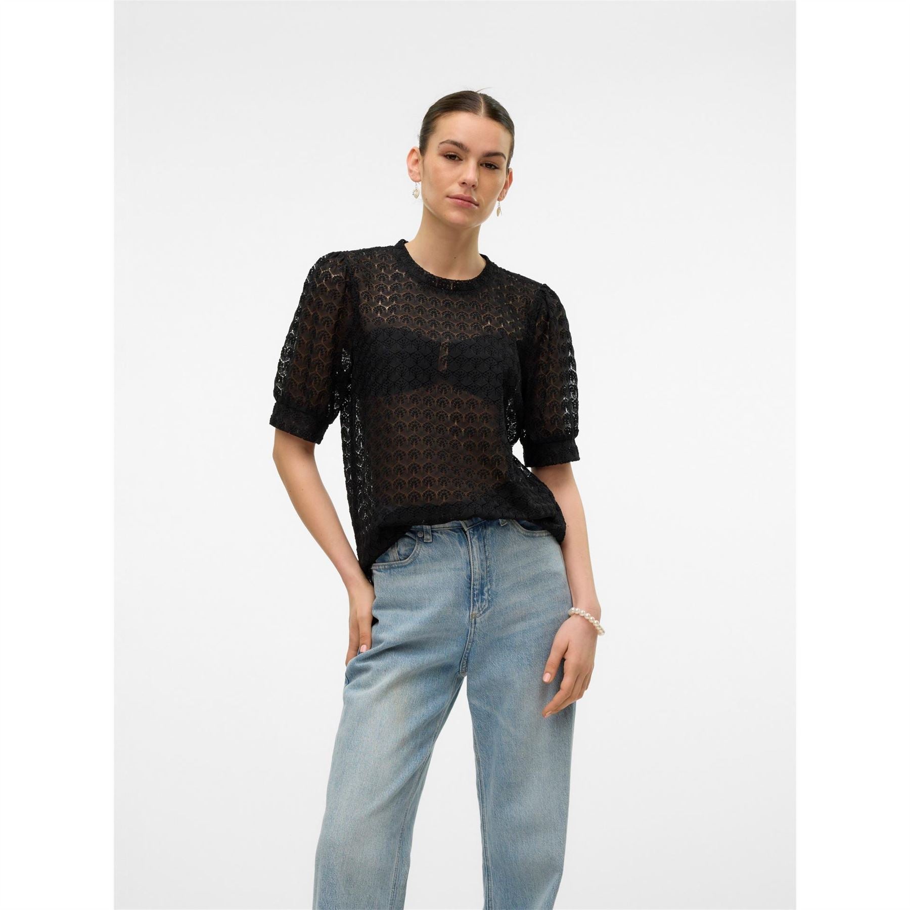 Vero Moda Crew Neck Regular Fit Long Sleeve Blouse