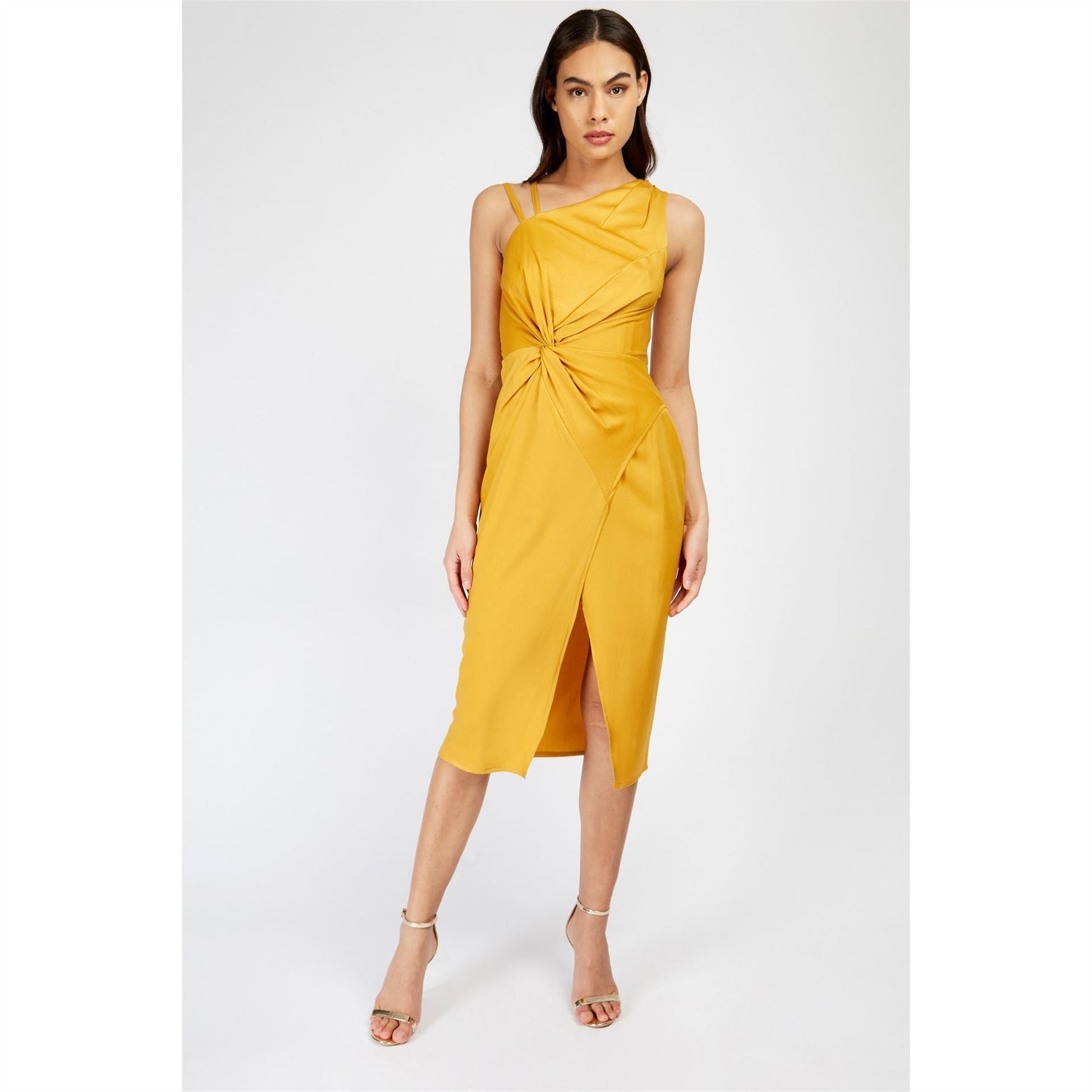 Little Mistress Asymmetric Neck Maxi Wrap Dress