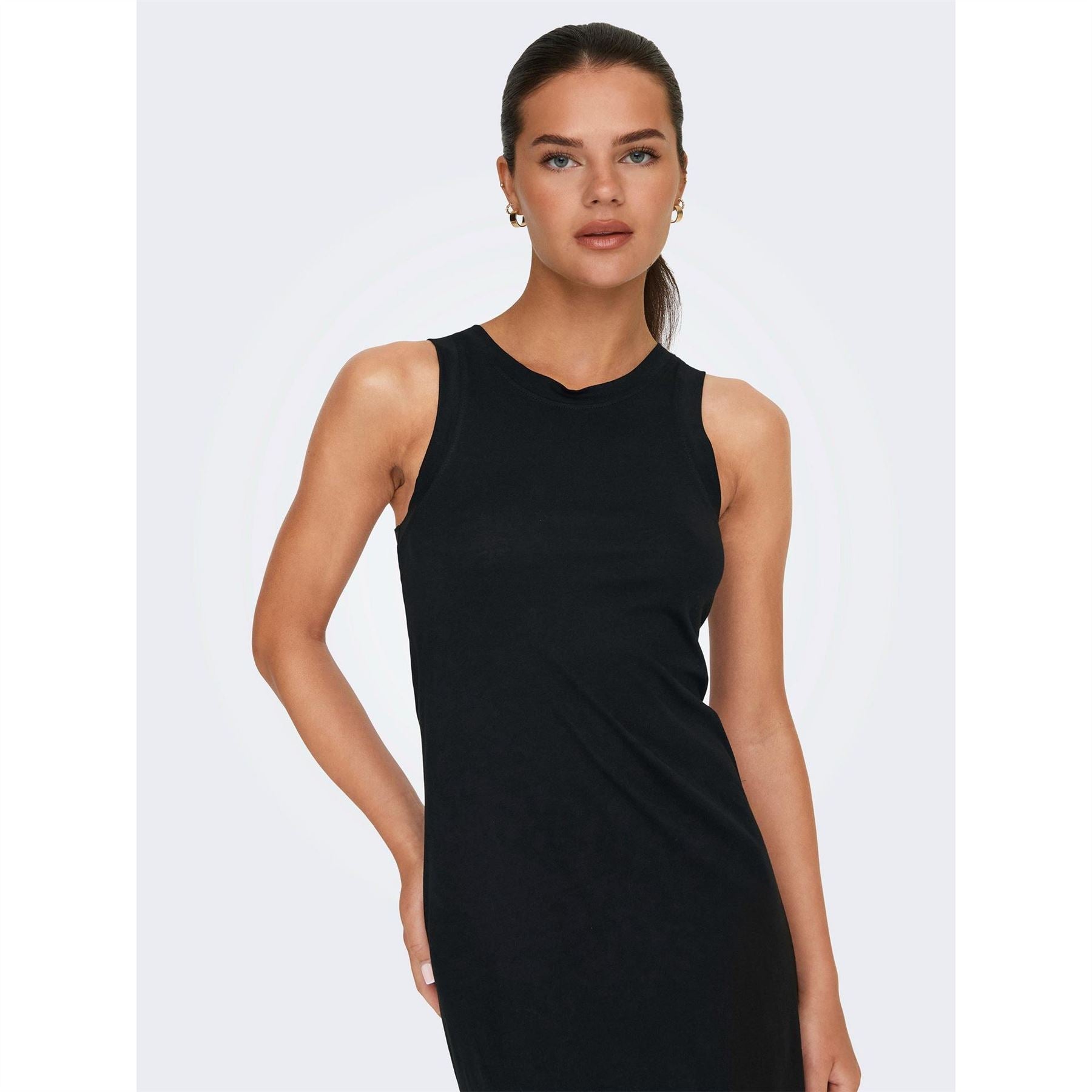 Only May Logo Print Crew Neck Maxi A-Line Dress