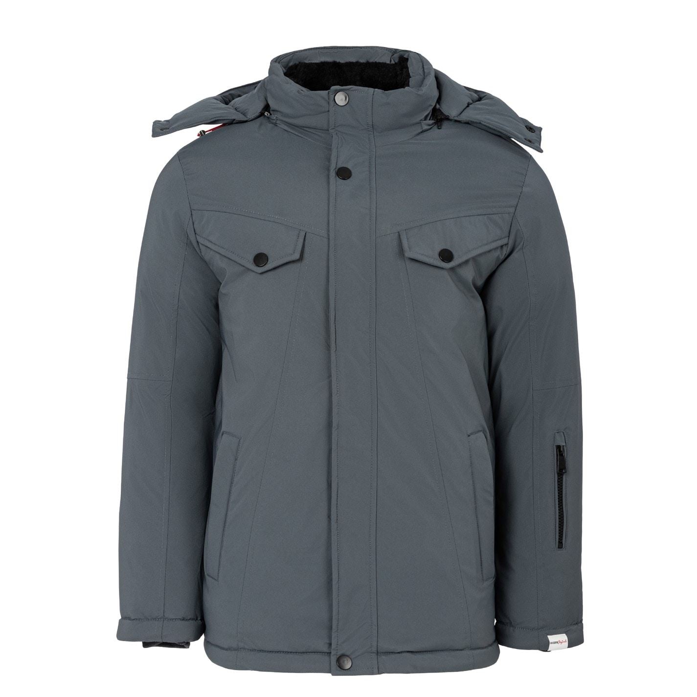 Lee Cooper Solid Patterned Hooded Snap Button Ribbed Cuff Puffer Jacket
