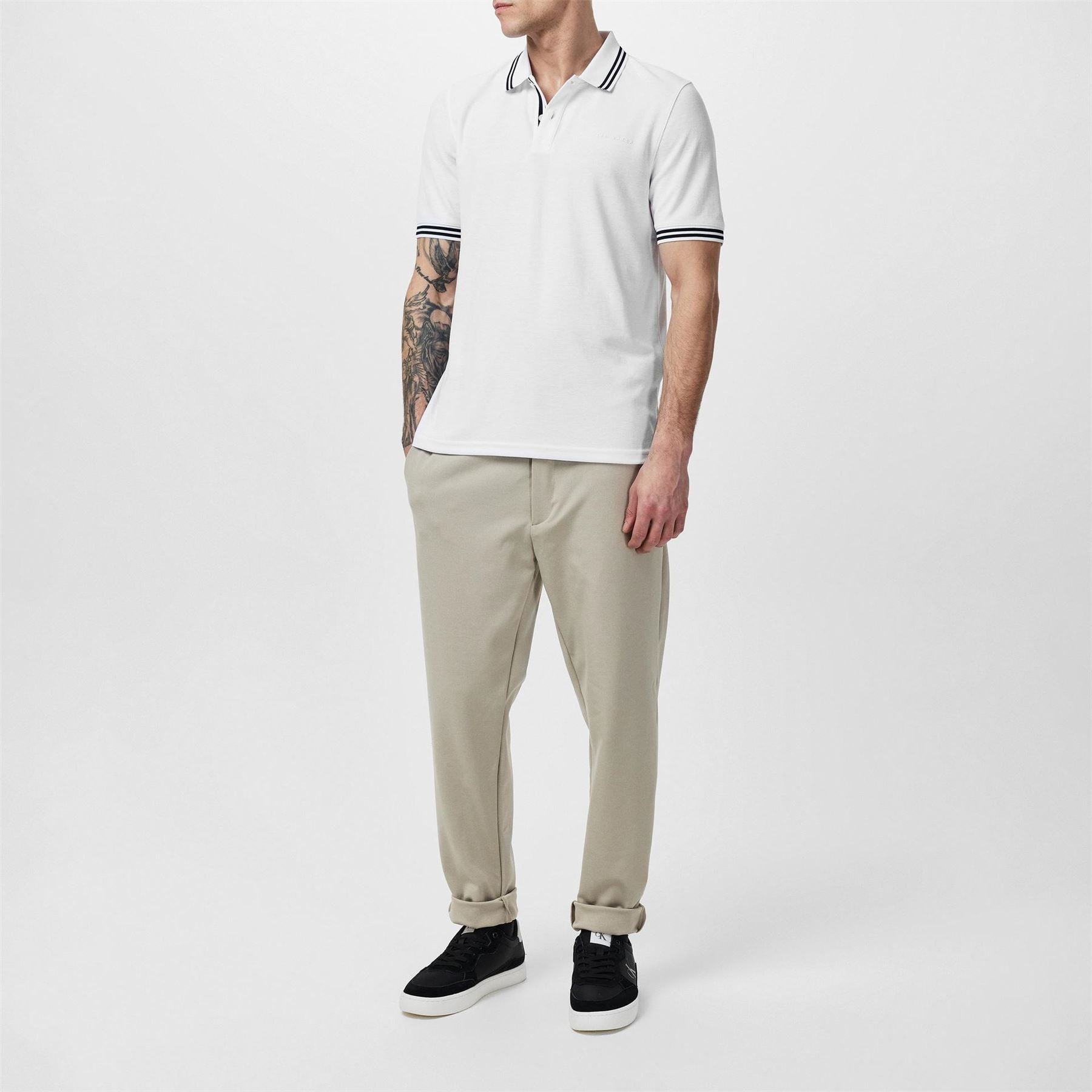 Ted Baker Striped Trim Short Sleeve Polo Shirt