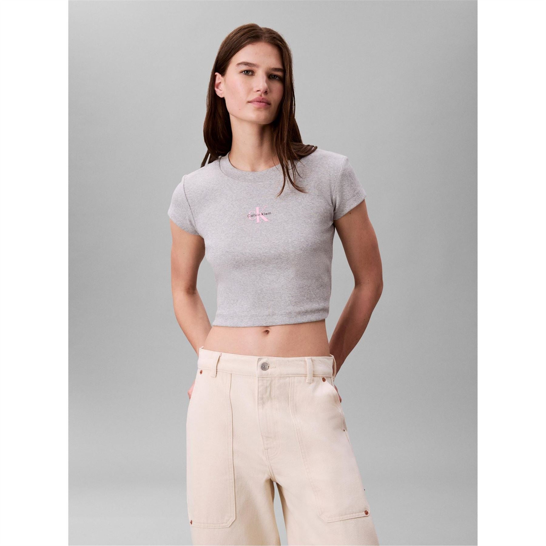 Calvin Klein Jeans Baby Crew Neck Ribbed Collar Short Sleeve T-Shirt