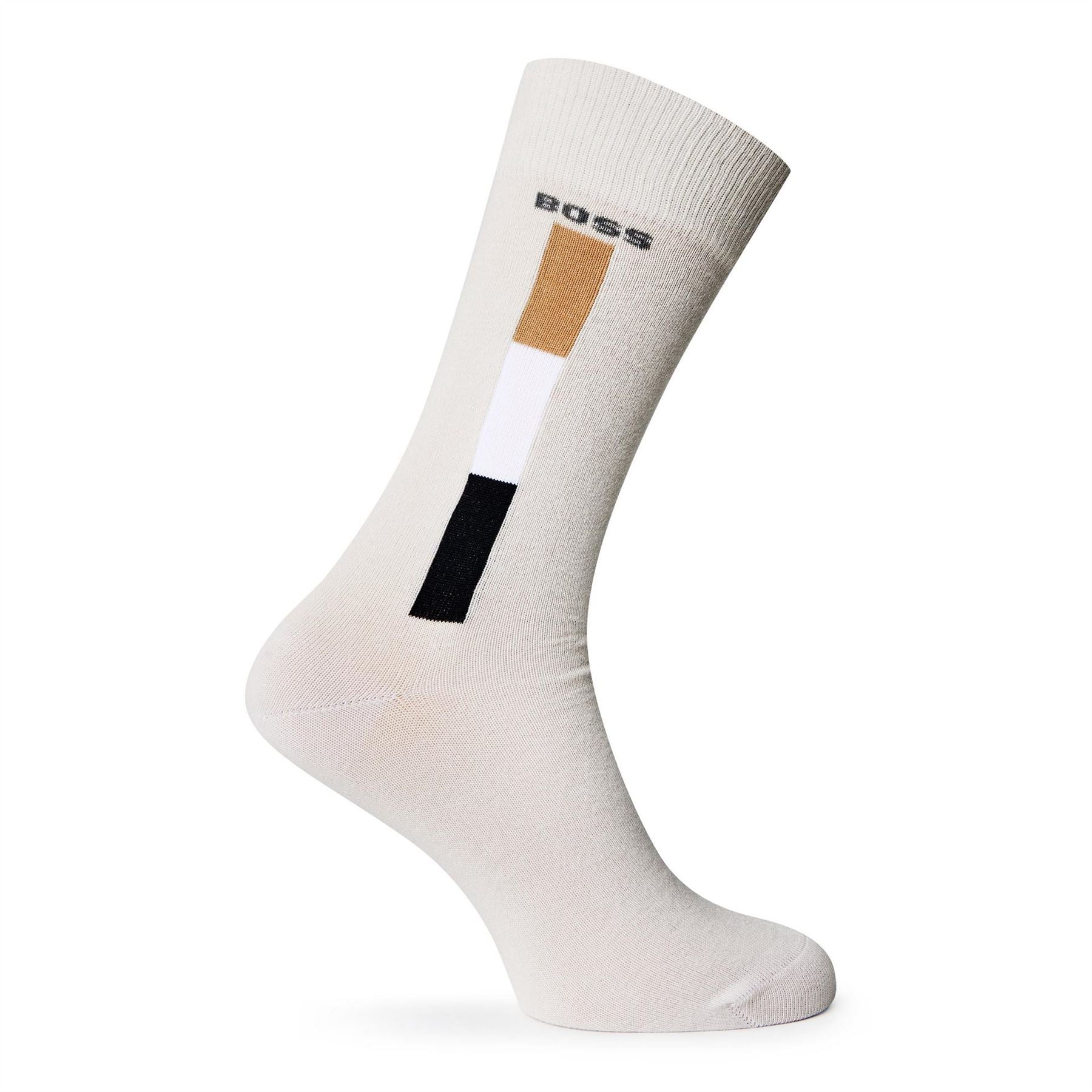 Boss 2 Pack Iconic Stripe Lettering Crew Socks