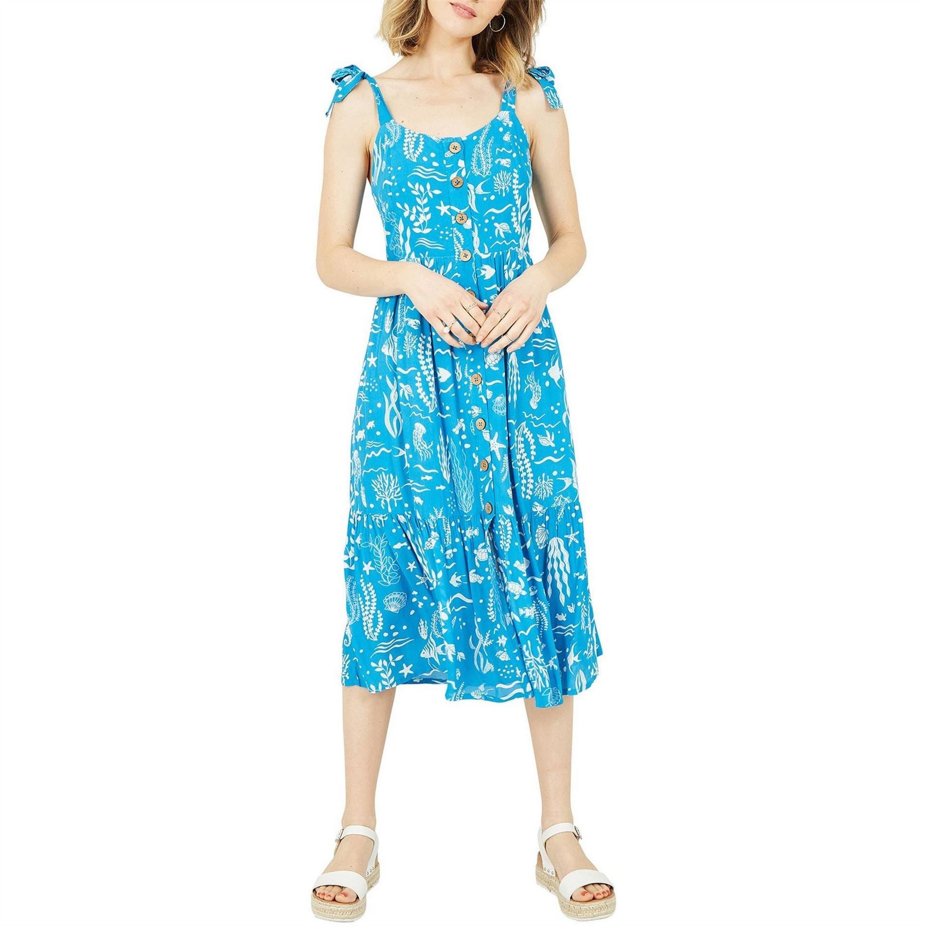 Yumi Sealife Scoop Neck Midi Slip Dress