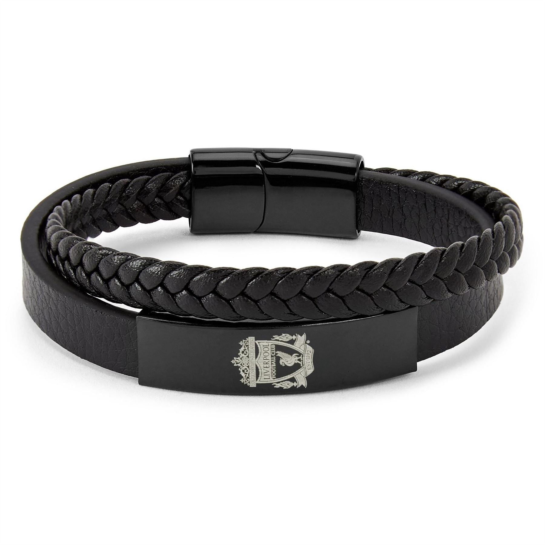 Team Officially Licensed Stainless Steel And Leather Black Ip Bracelet