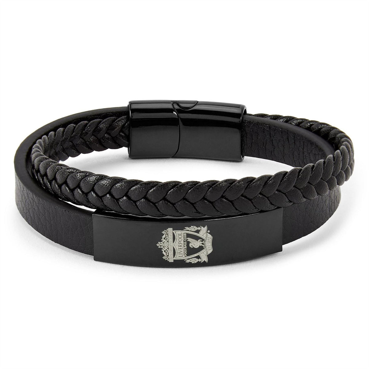Team Officially Licensed Stainless Steel And Leather Black Ip Bracelet