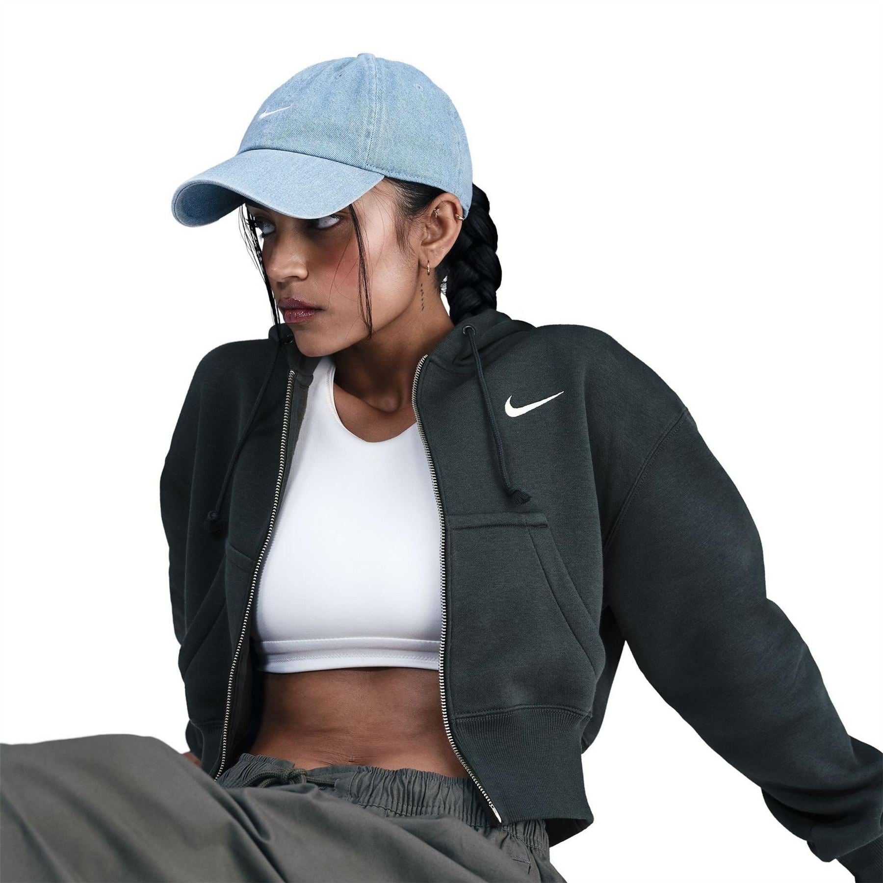 Nike Phoenix Fleece Cropped Full Zip Hoodie