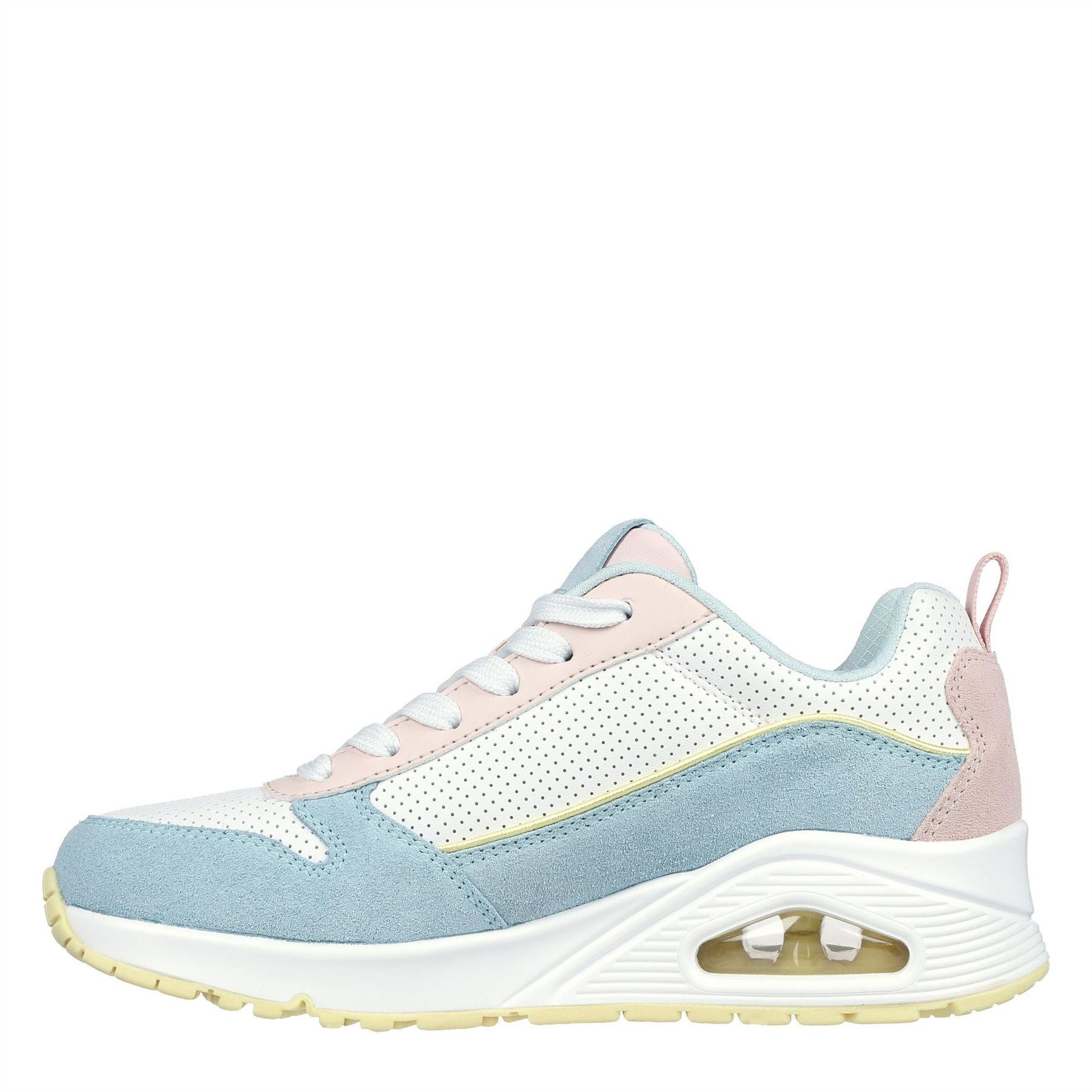 Skechers Womens And  Perforated Duraleather Lace Low Top Trainers