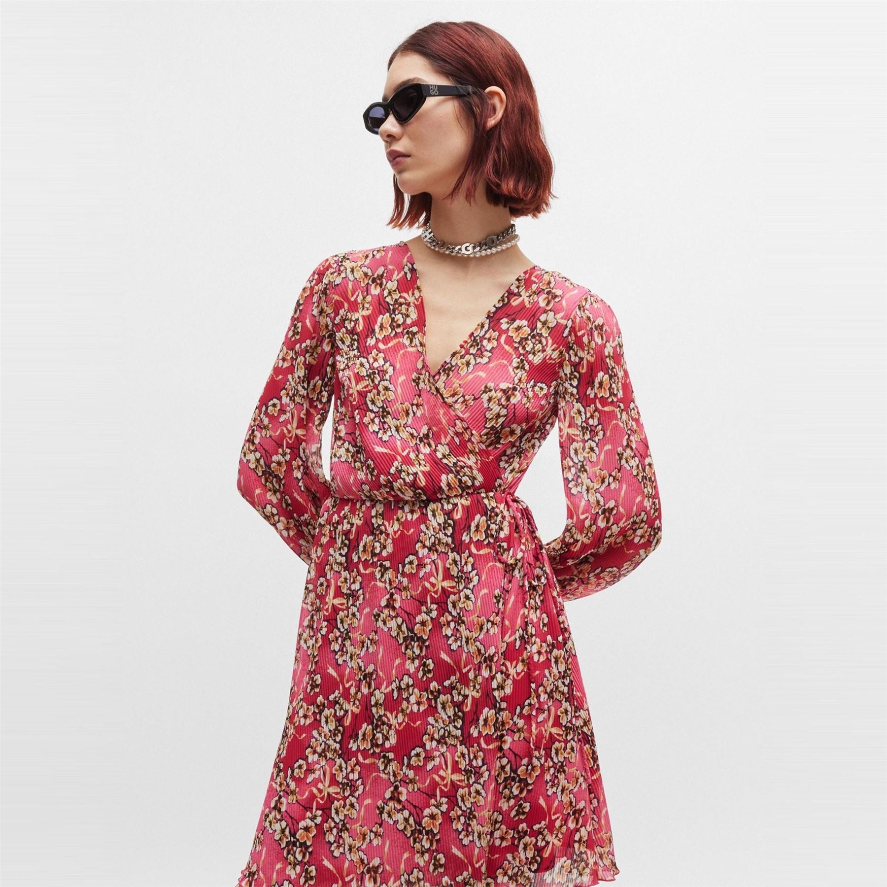 Hugo Kahula V-Neck Long Sleeve Mini Wrap Dress
