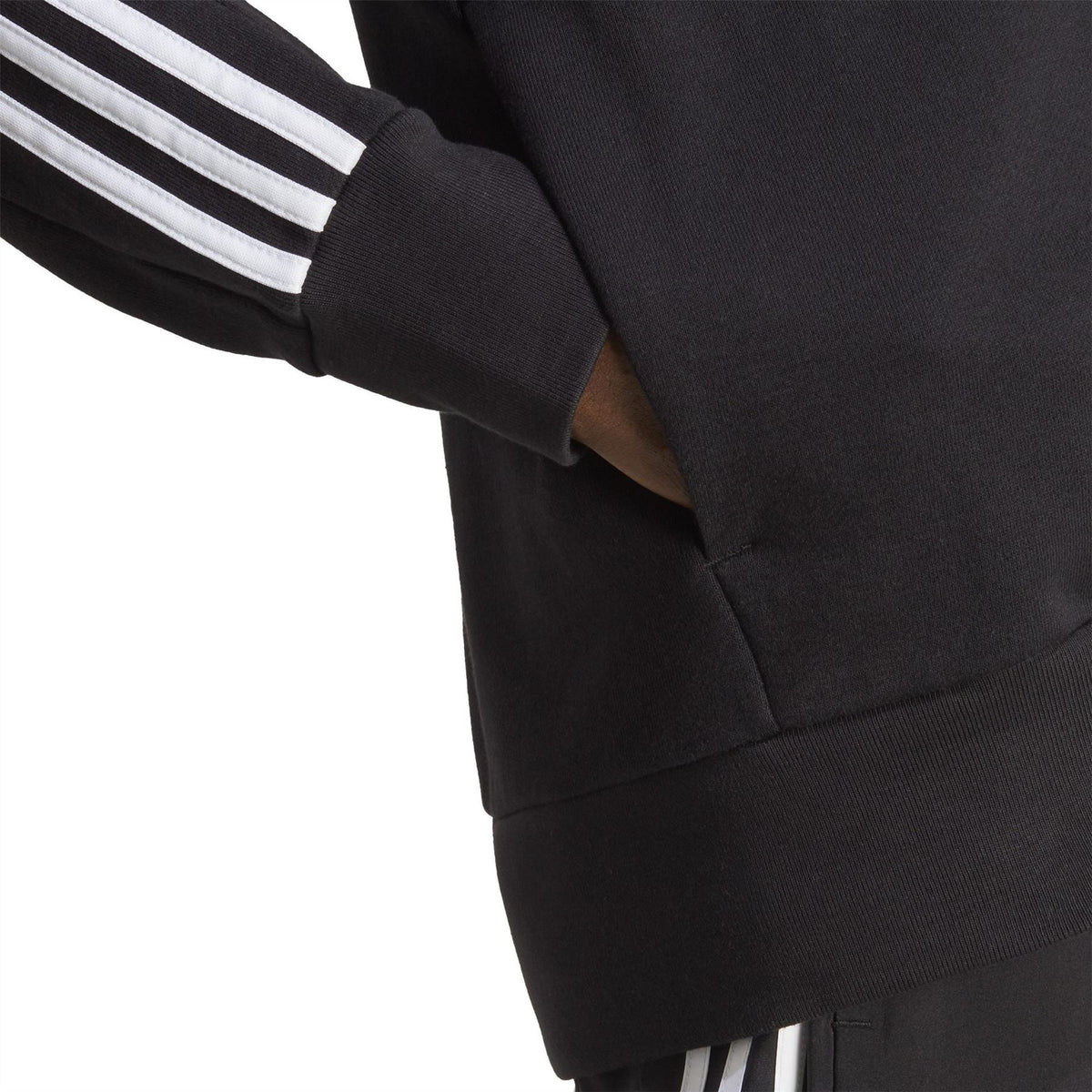 adidas Mens French Terry 3 Stripes Zip Hoodie