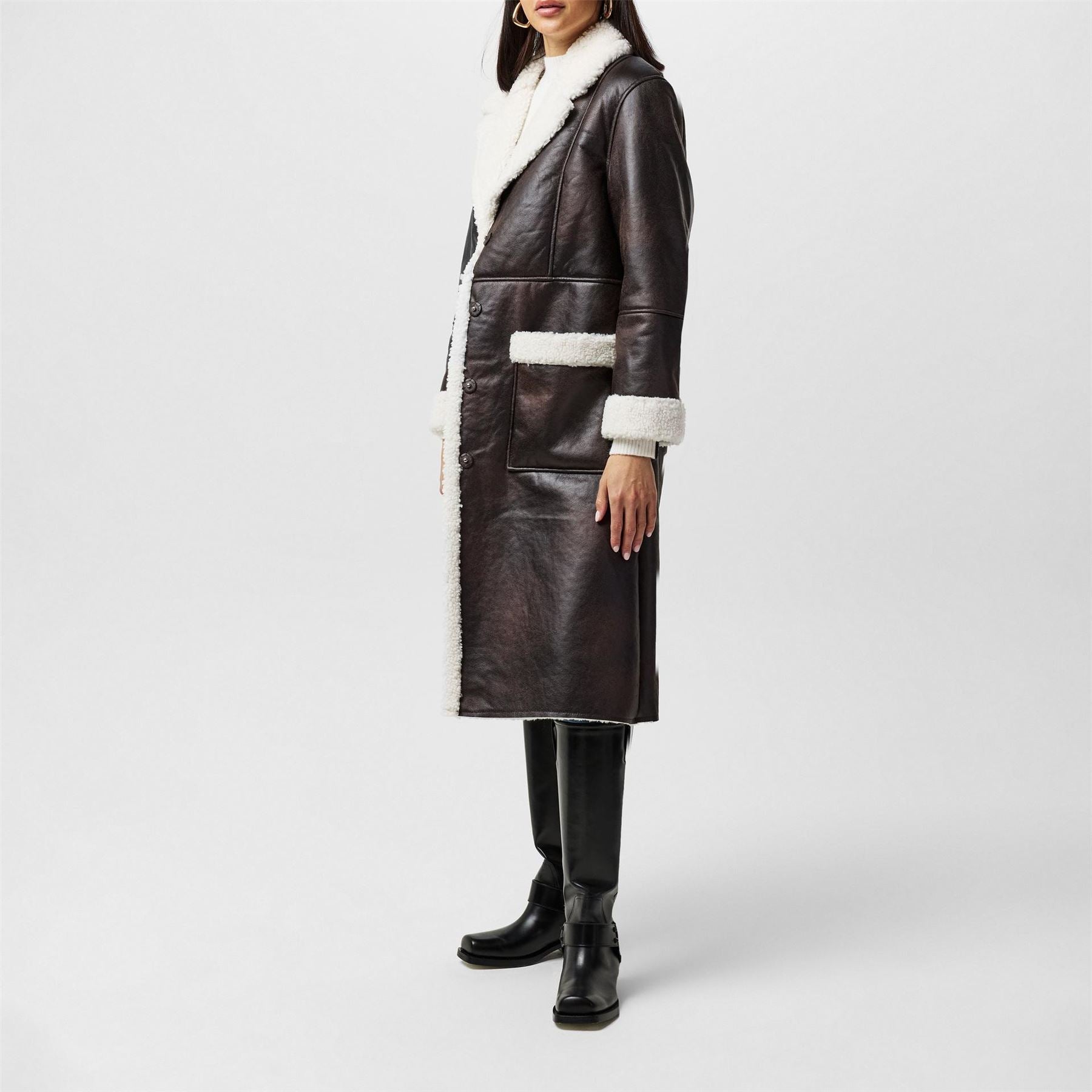 French Connection Arizona Aviator Shawl Neck Coat