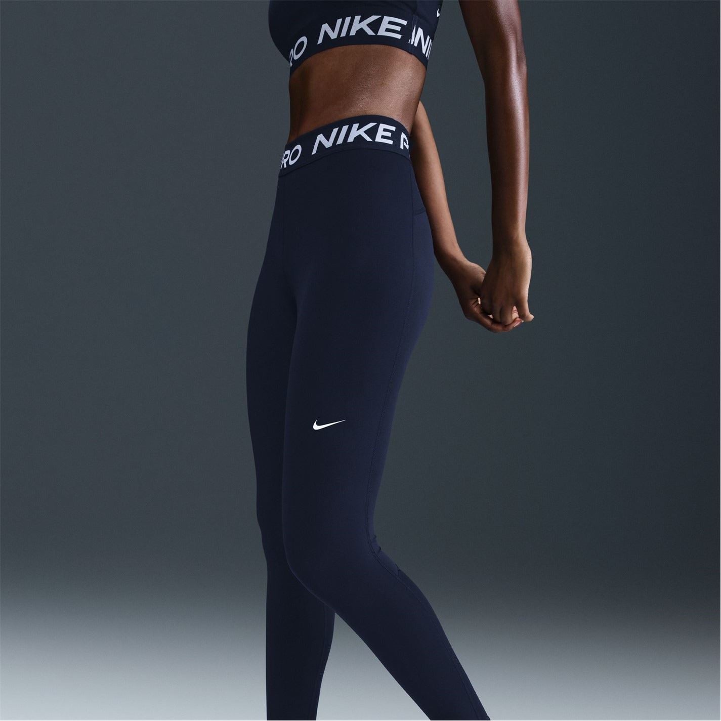 Nike Womens Pro Mid Rise Mesh Panelled Leggings