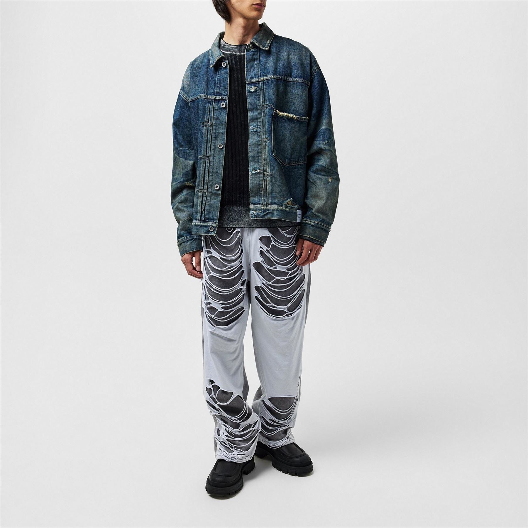 Diesel Martia Distressed Wide Leg Jeans