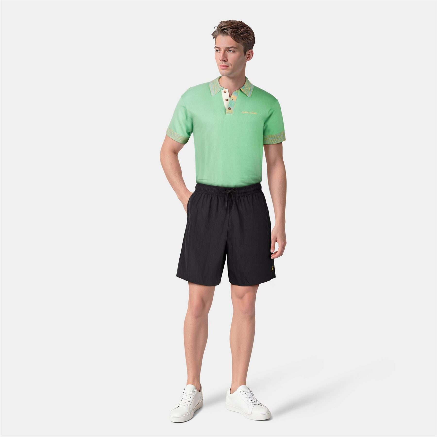Lyle and Scott Plain Swimming Logo Print Shorts