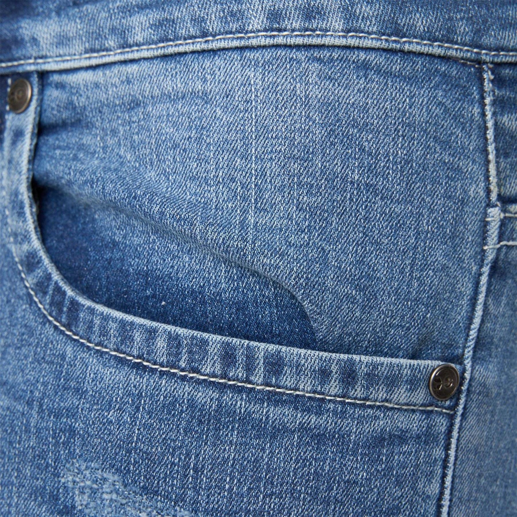 Crosshatch Scratch Detail Denim Shorts