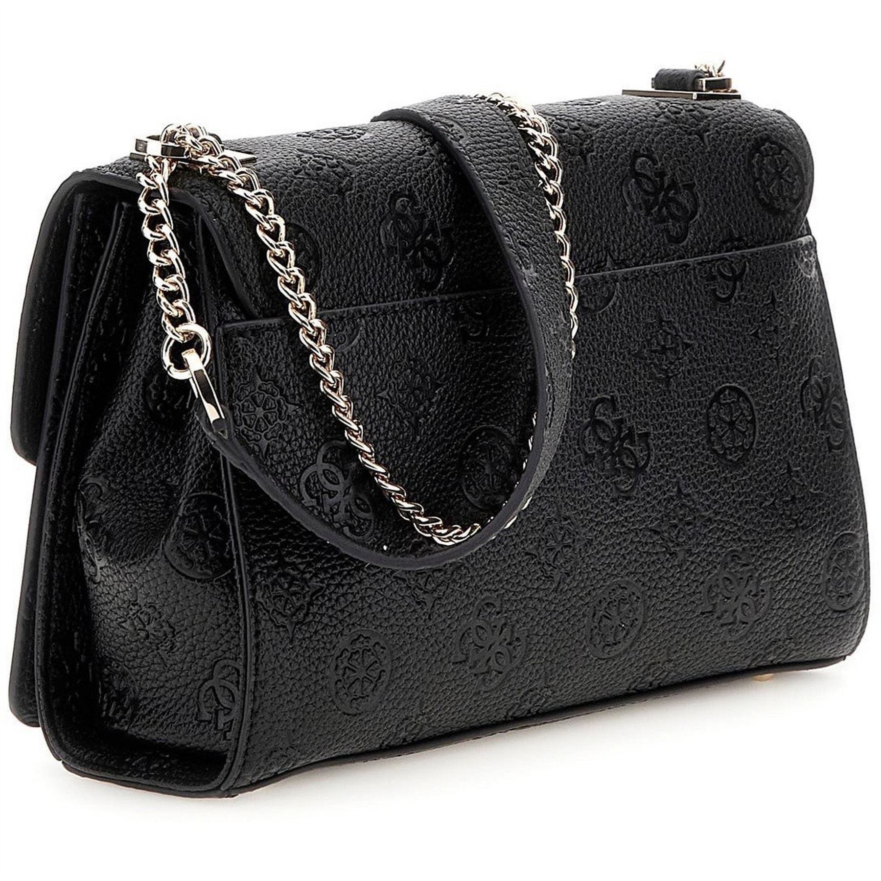Guess Embossed Logo Cross Body Bag with Silver Tone Hardware