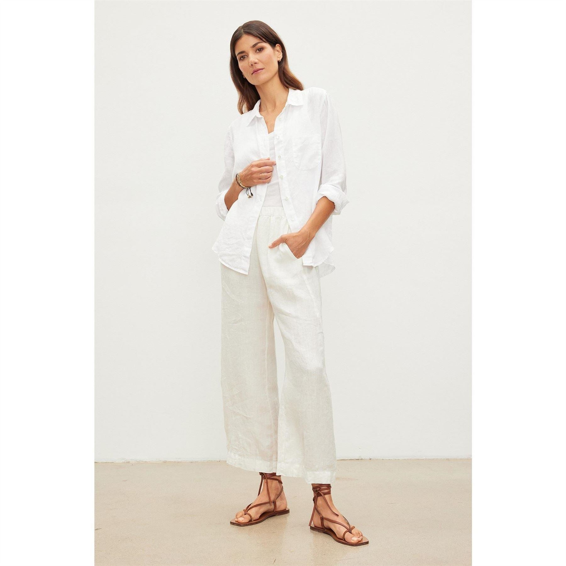 Velvet by Graham and Spencer Solid Patterned Wide Leg Trousers