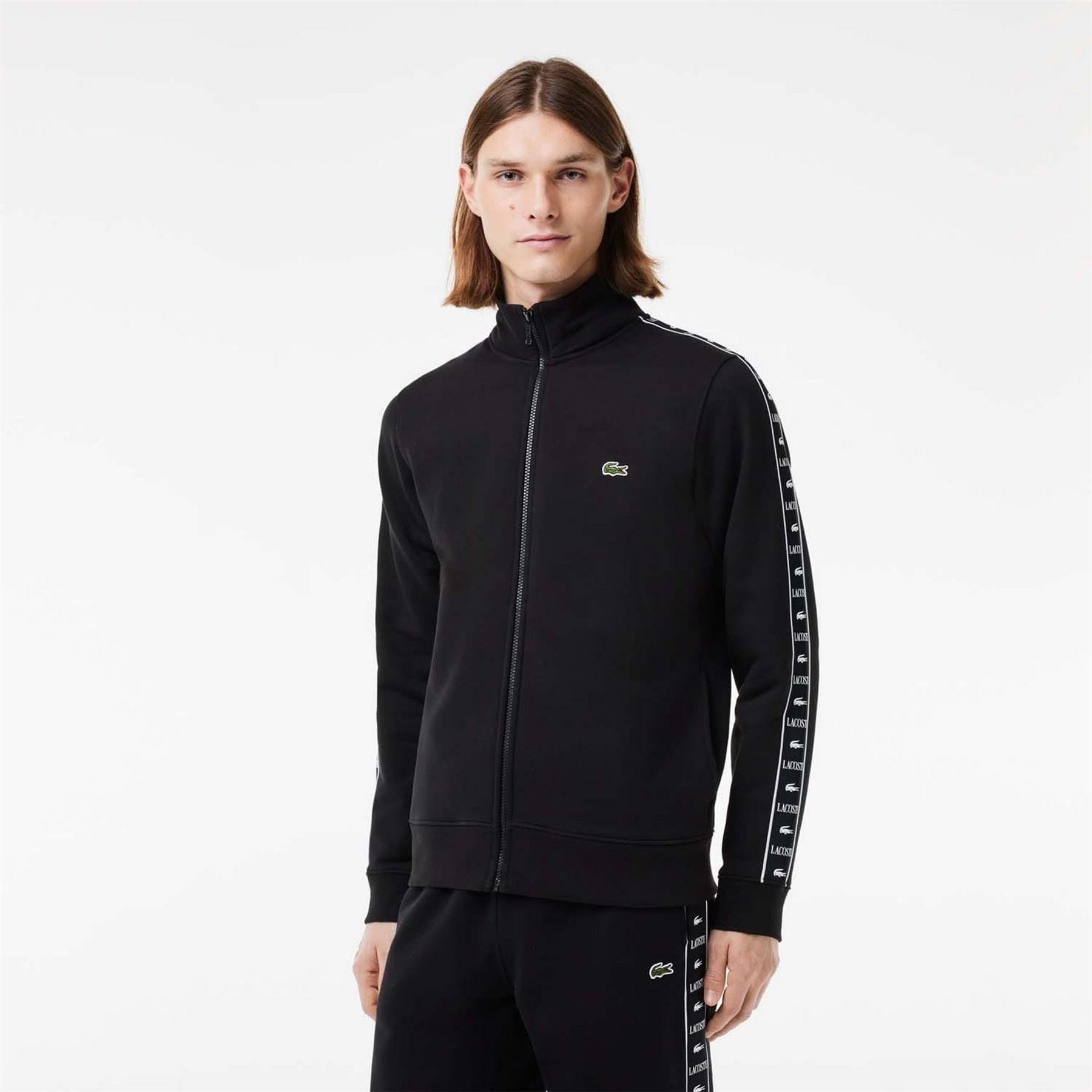 Lacoste Stripe Zip Up Sweatshirt