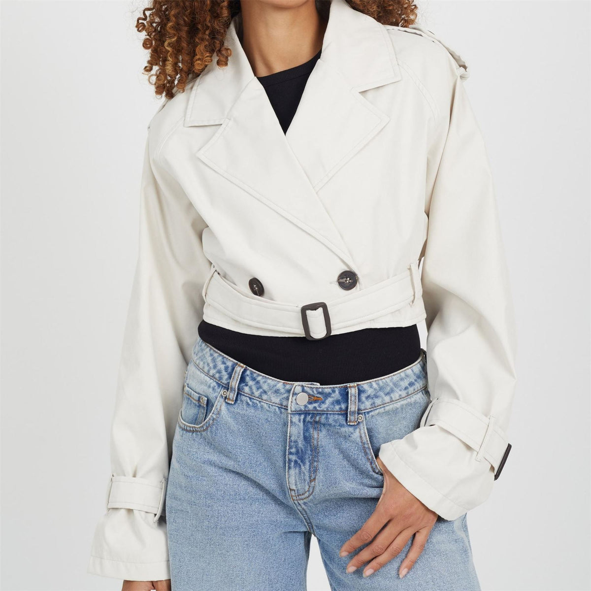 Brave Soul Soul Ladies Nuelle Cropped Trench Coat