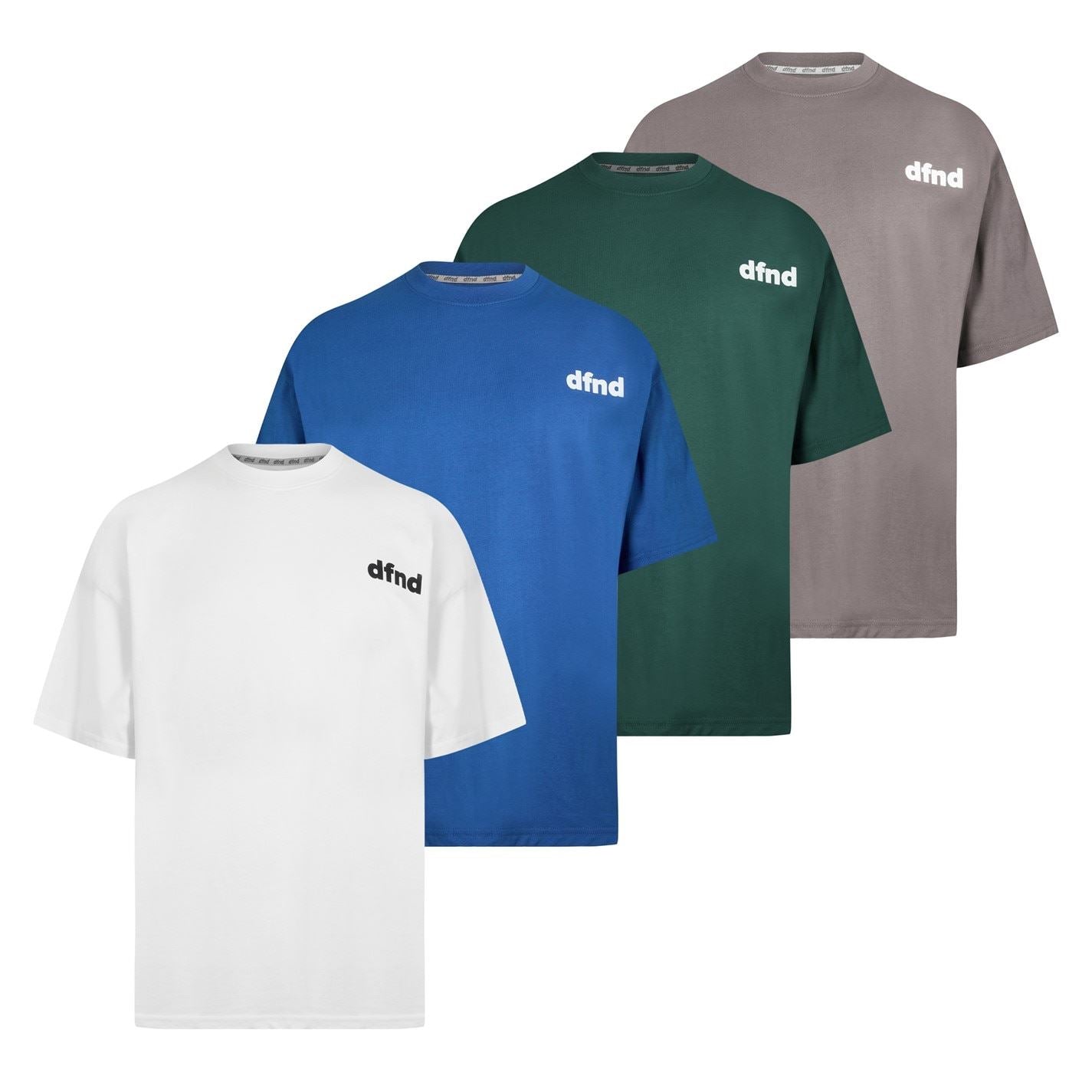 DFND London Oversize Fit Crew Neck 4 Pack T-Shirt