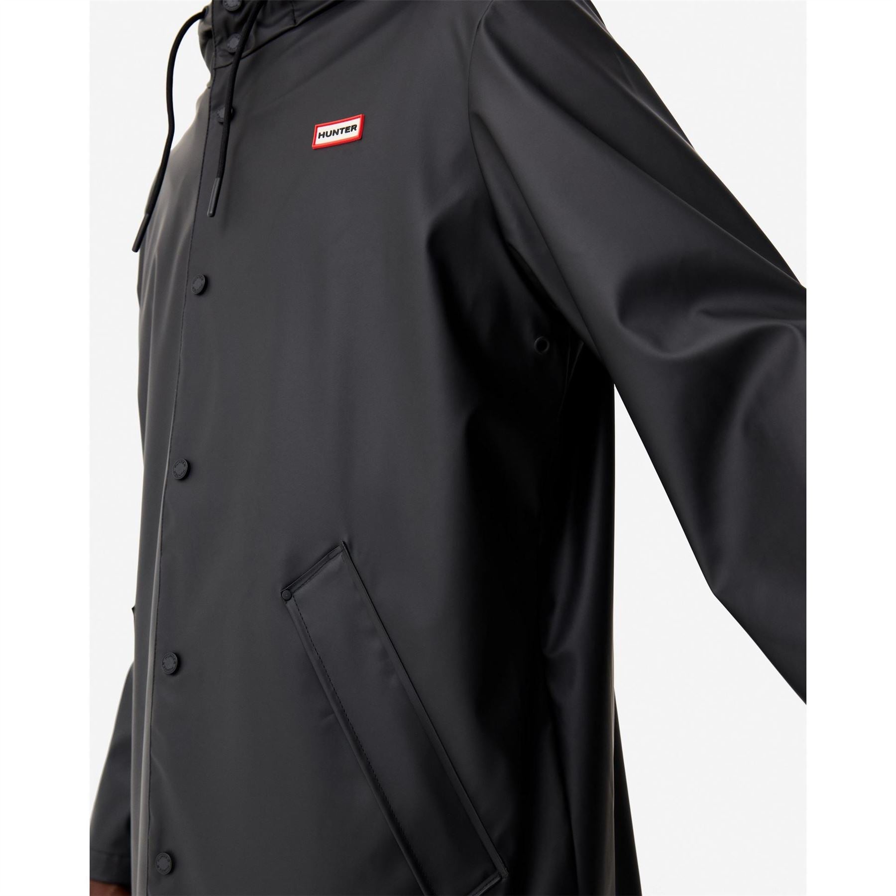 Hunter Jo Hooded Snap Button Solid Patterned Rain Jacket
