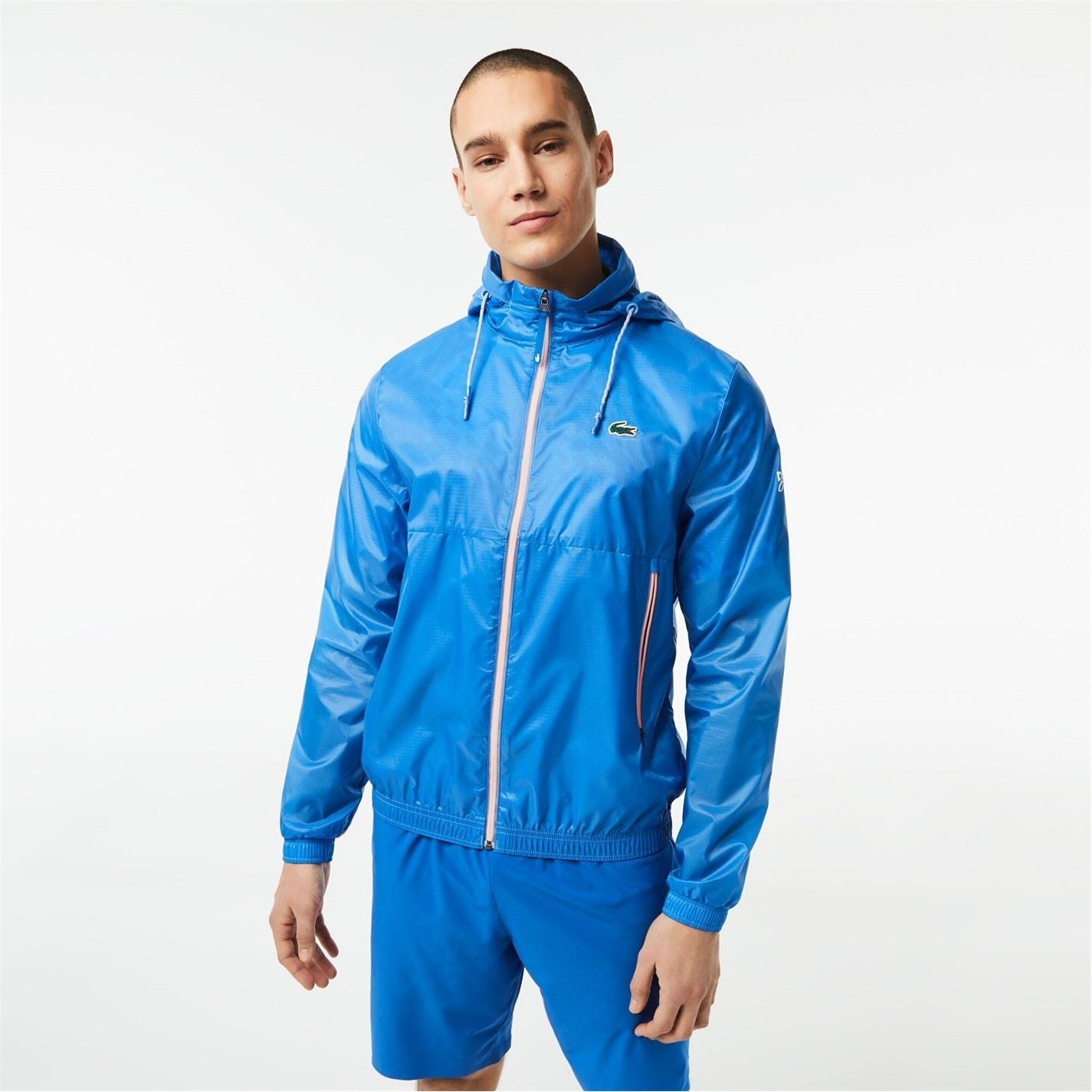 Lacoste Crocodile Print Hooded Rain Jacket