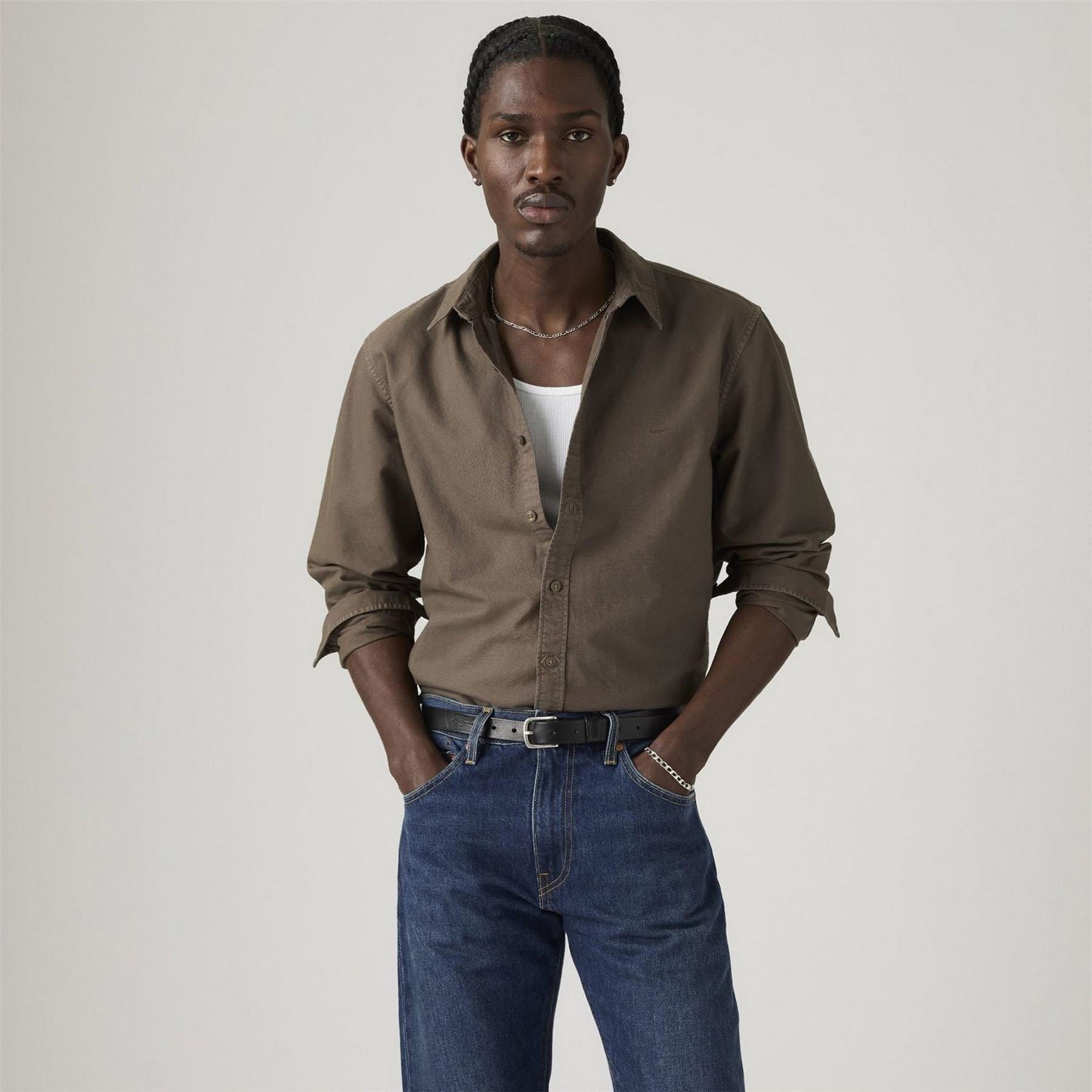Levis Plain Long Sleeve Button Down Shirt