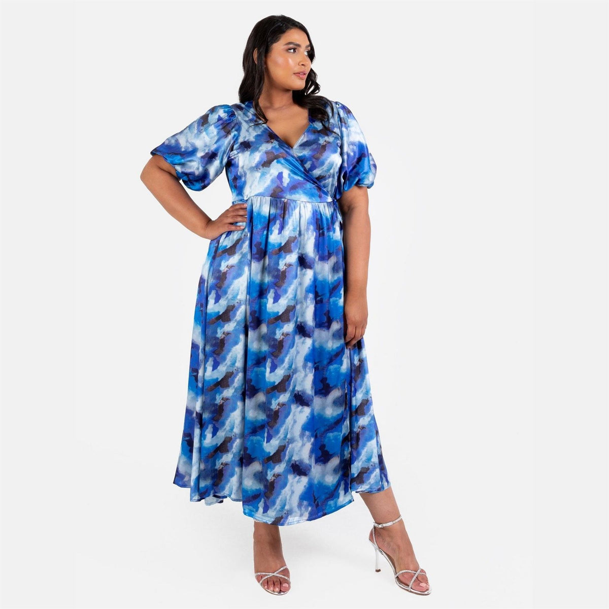 Lovedrobe V-Neck Short Sleeve Wrap Dress